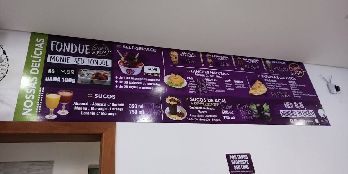 Japa Açai cardápio