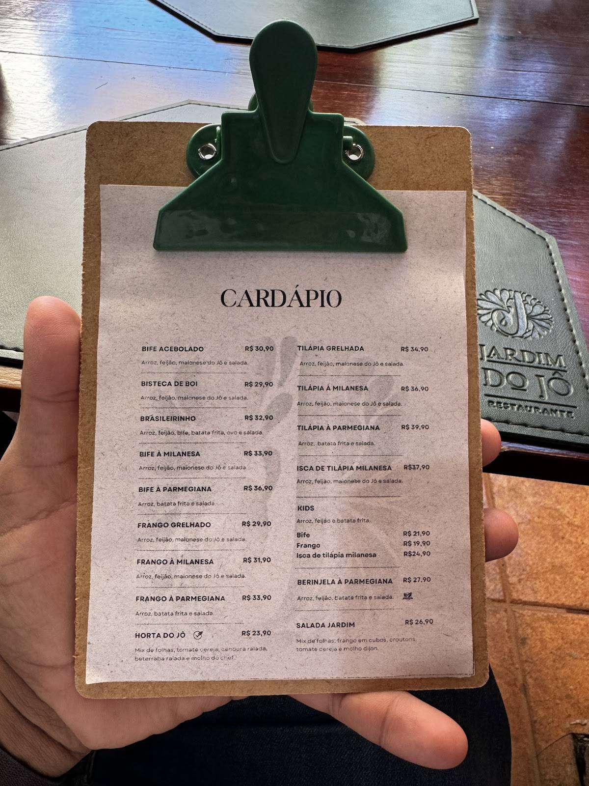 Jardim do Jô Restaurante cardápio