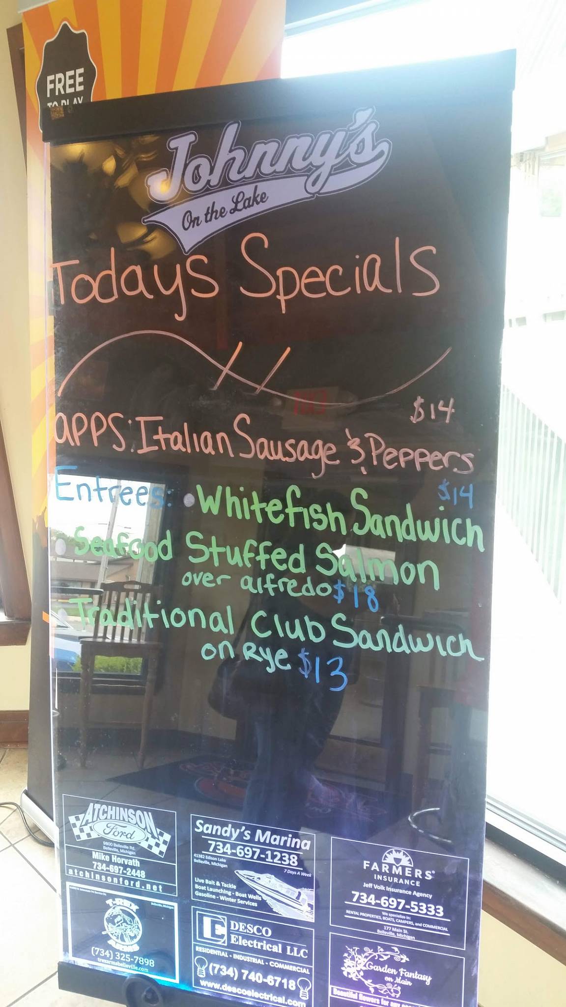 Menu at Johnny's On The Lake Bar & Grill, Belleville