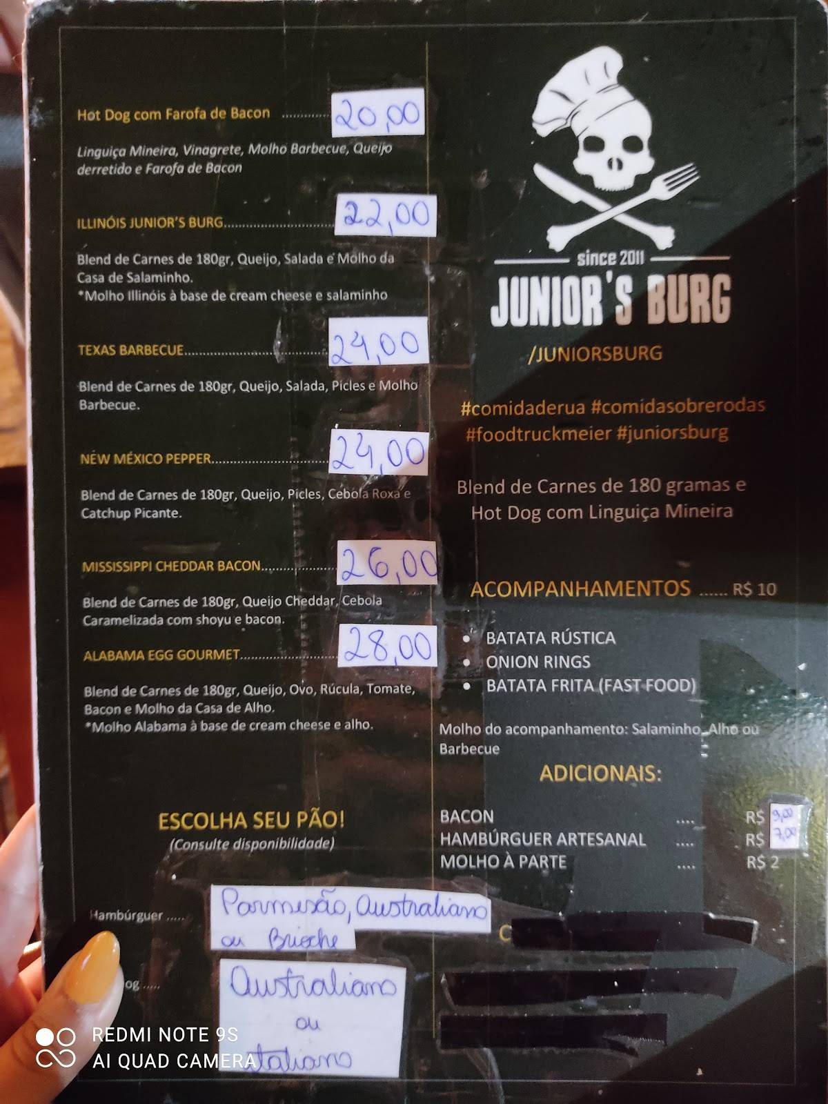 Junior's Burg cardápio