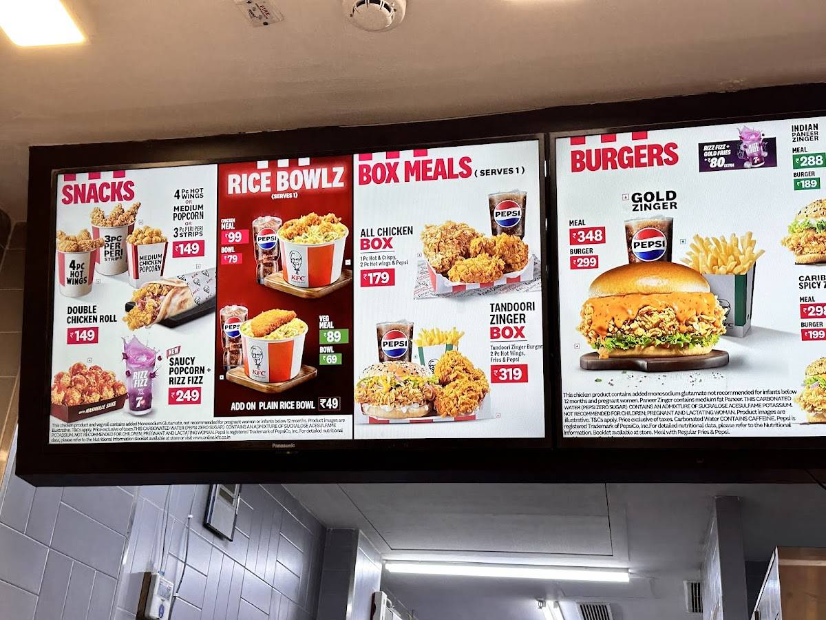 KFC menu