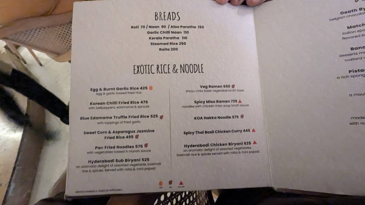 KOA - Cafe & Bar (Thane) menu