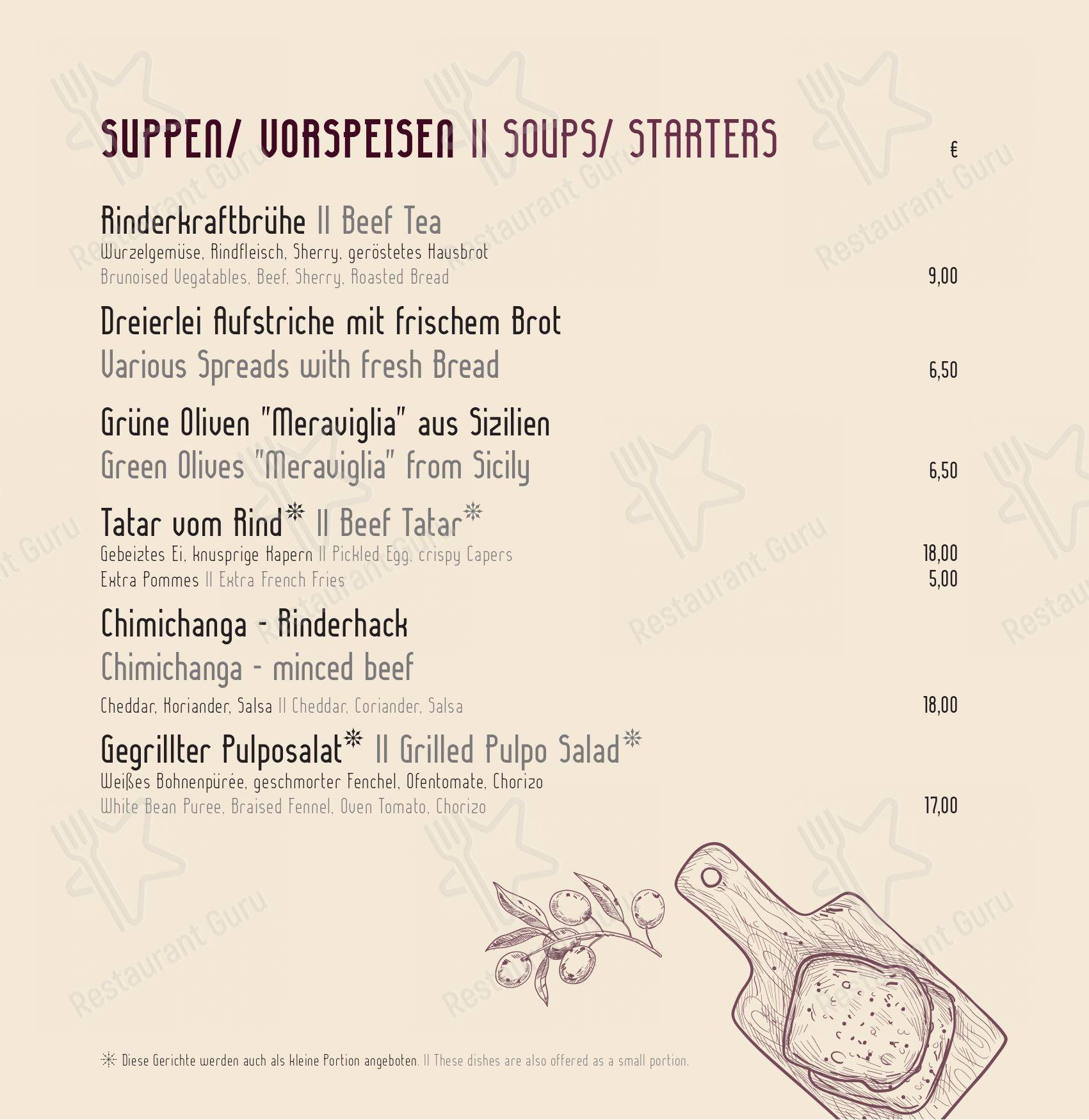 Kvr Kapitales Vom Rind Viktoriastraße München Speisekarte von KvR Kapitales vom Rind steakhaus, München