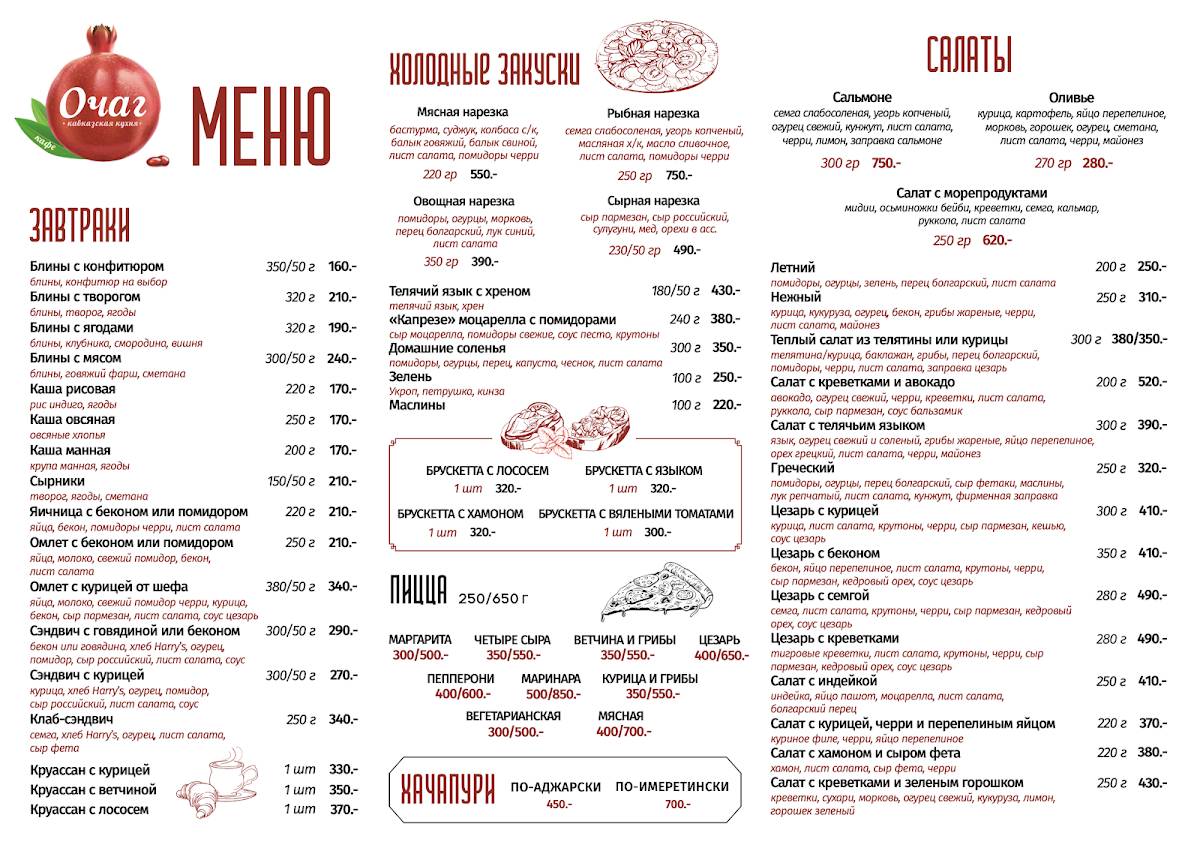 Визит меню. Визит меню