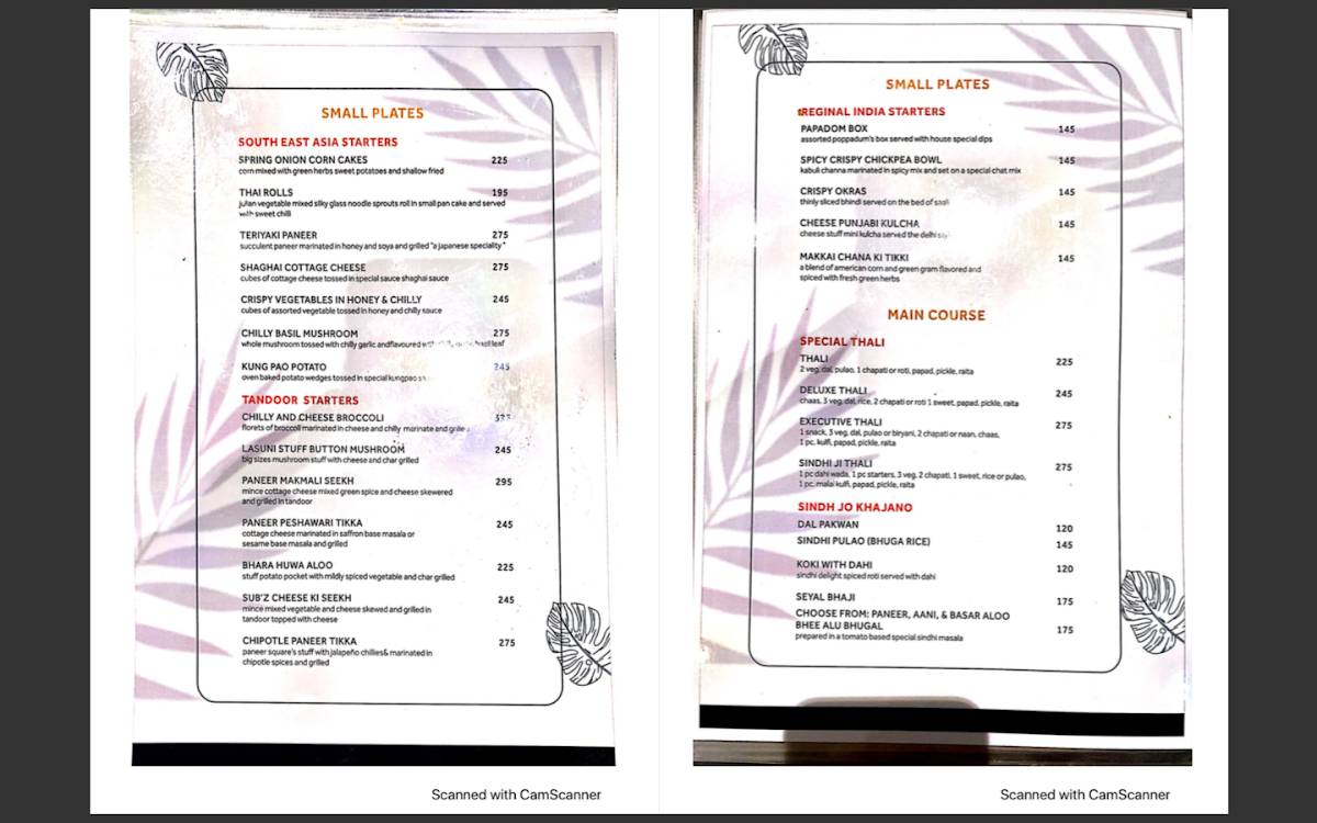 Kailash Parbat menu