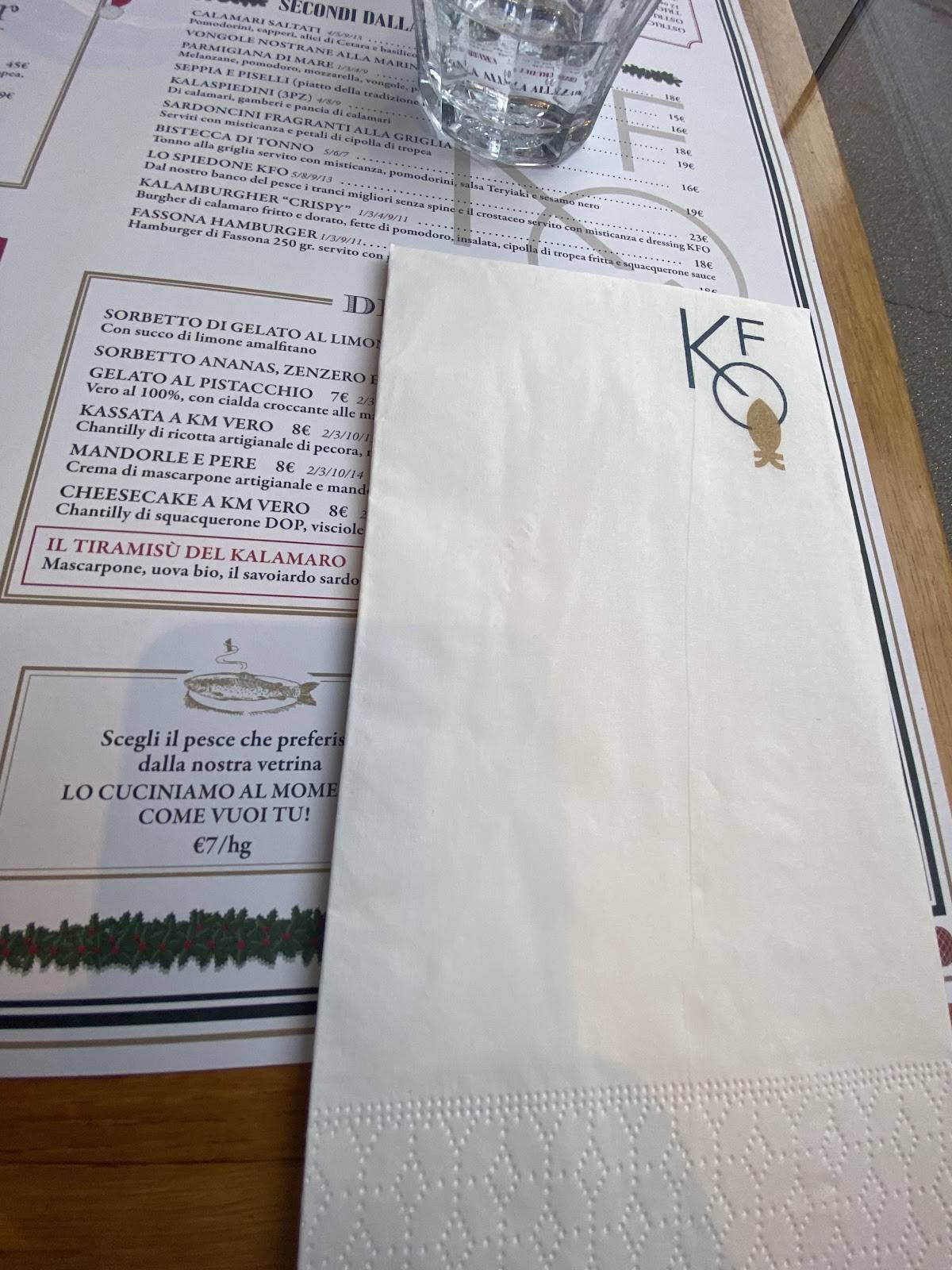 Menu di Kalamaro Fritto Osteria 