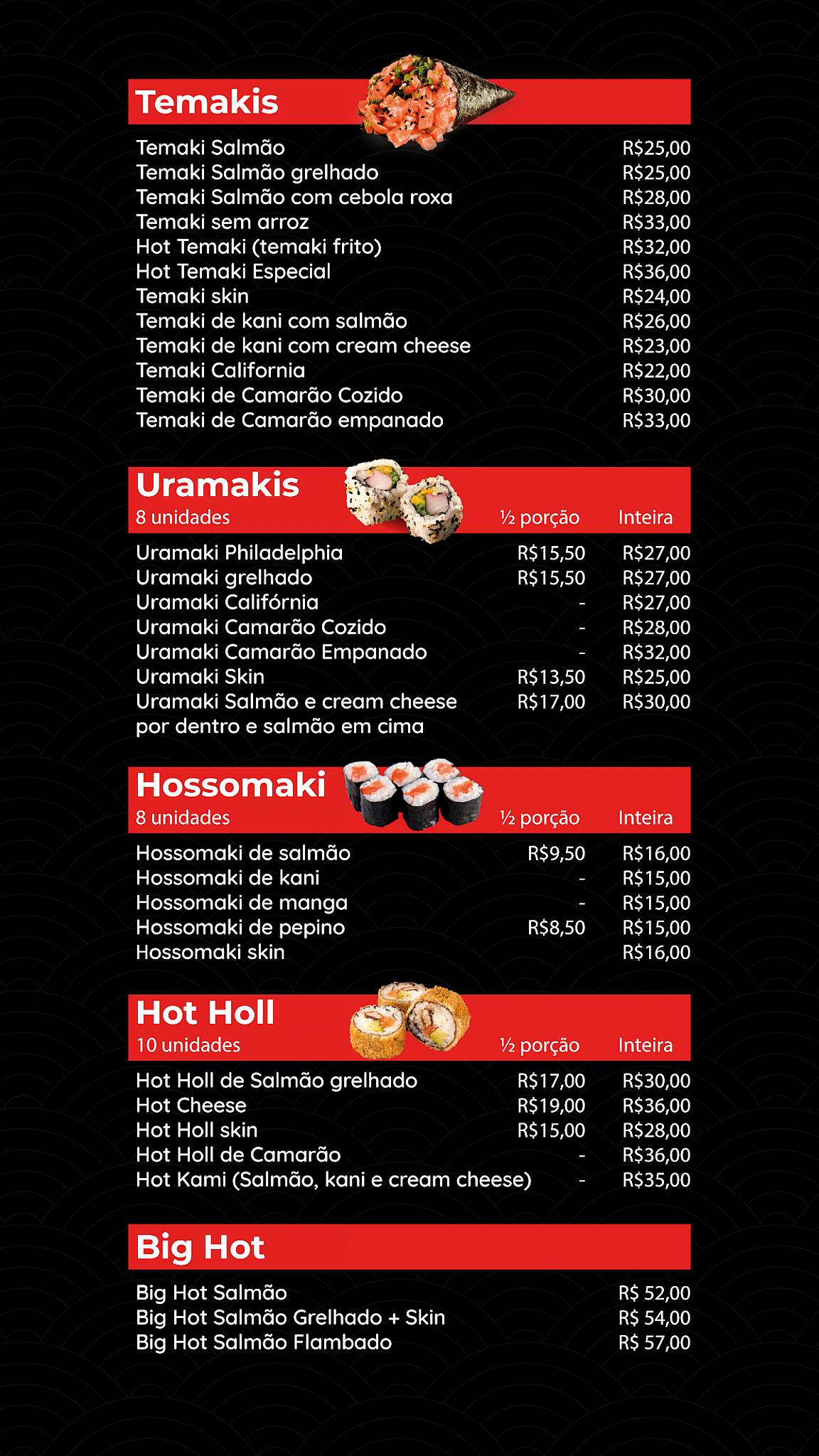 Kami Japan Food Delivery cardápio