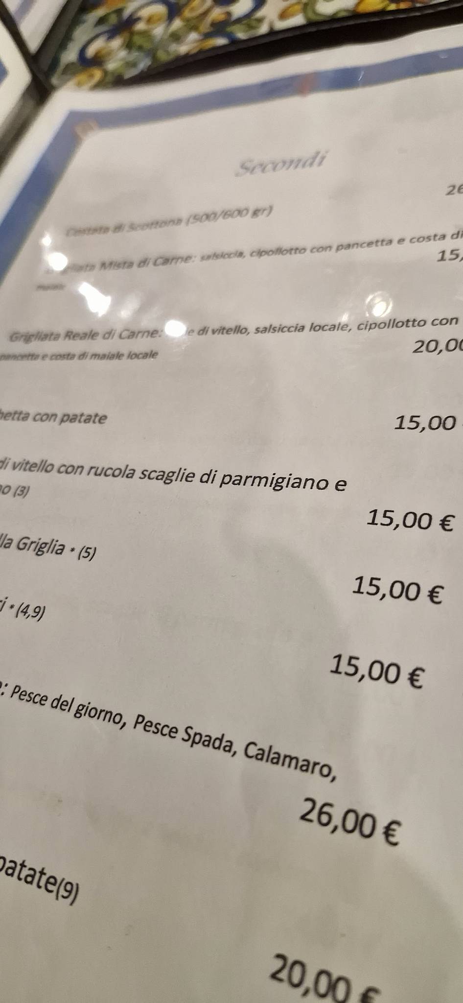 Menu di Kamikos - Trattoria Siciliana - Casa Vacanze - Shop 