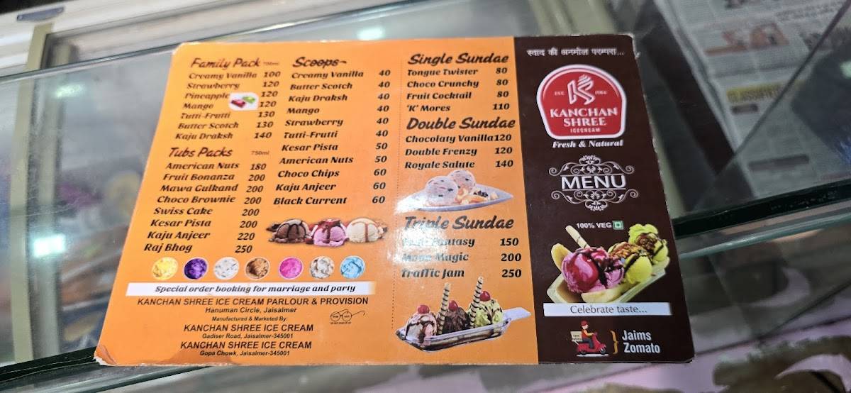 Kanchan Shree Ice Cream menu