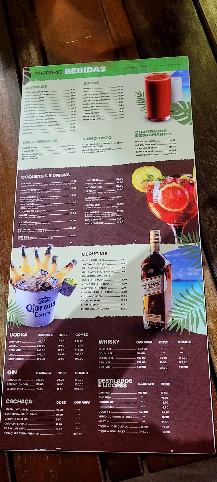 Kanoa Beach Bar cardápio