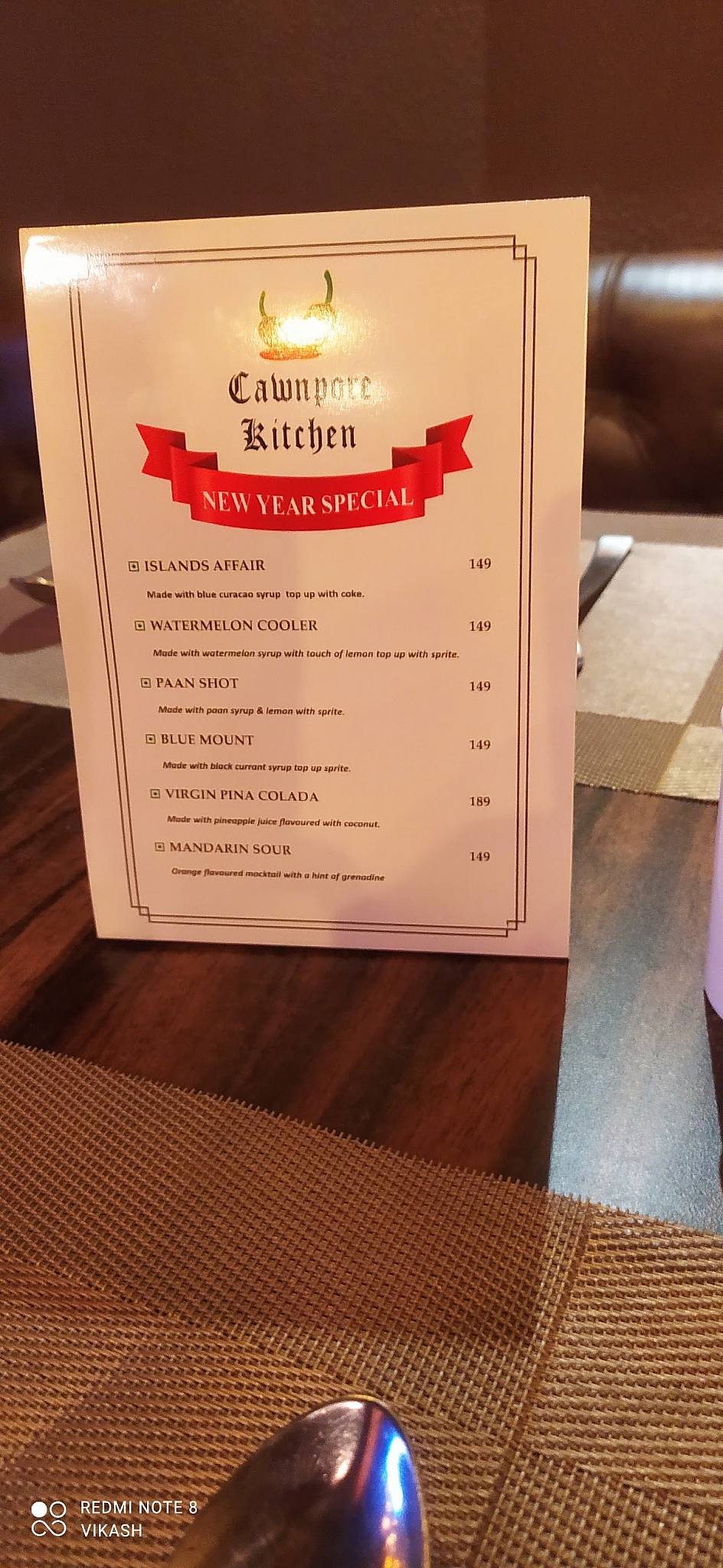 Cawnpore Kitchen menu