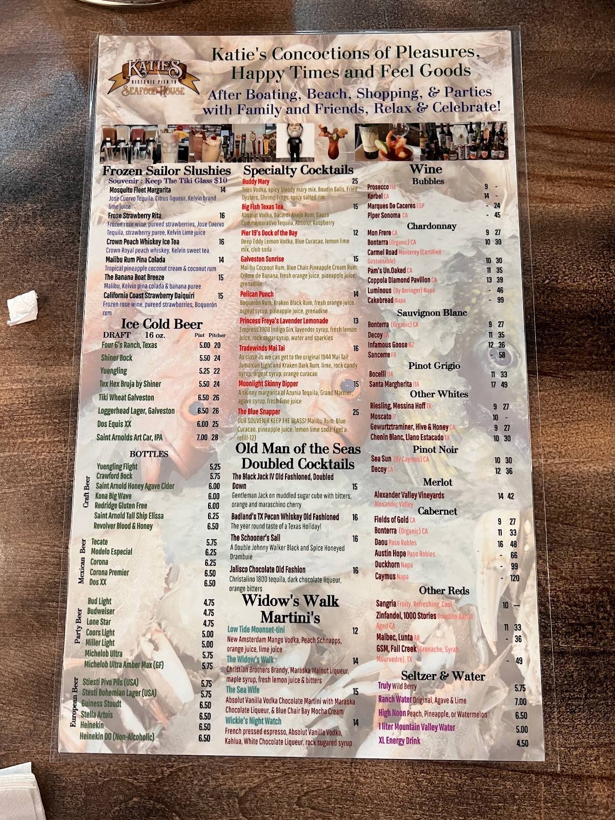 Menu At Katie's Seafood House Restaurant, Galveston