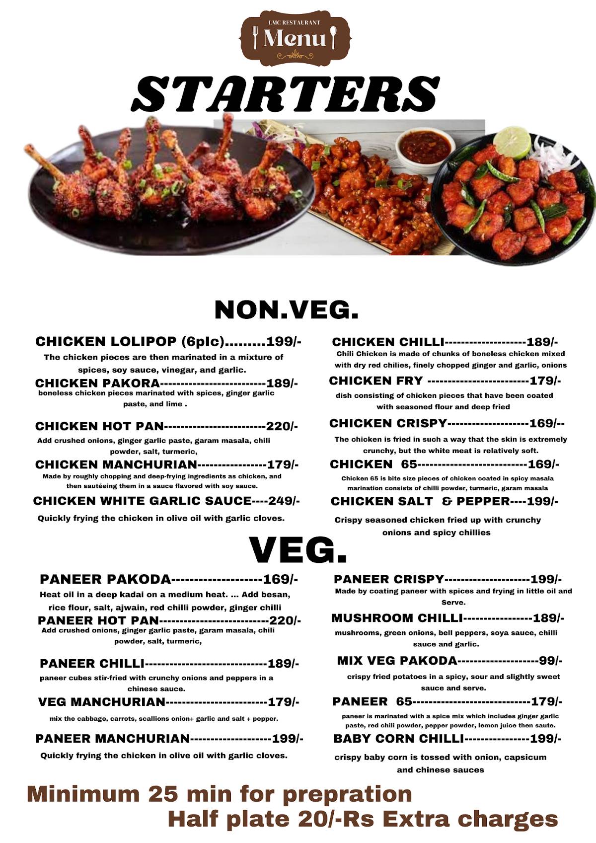 LMC RESTAURANT menu