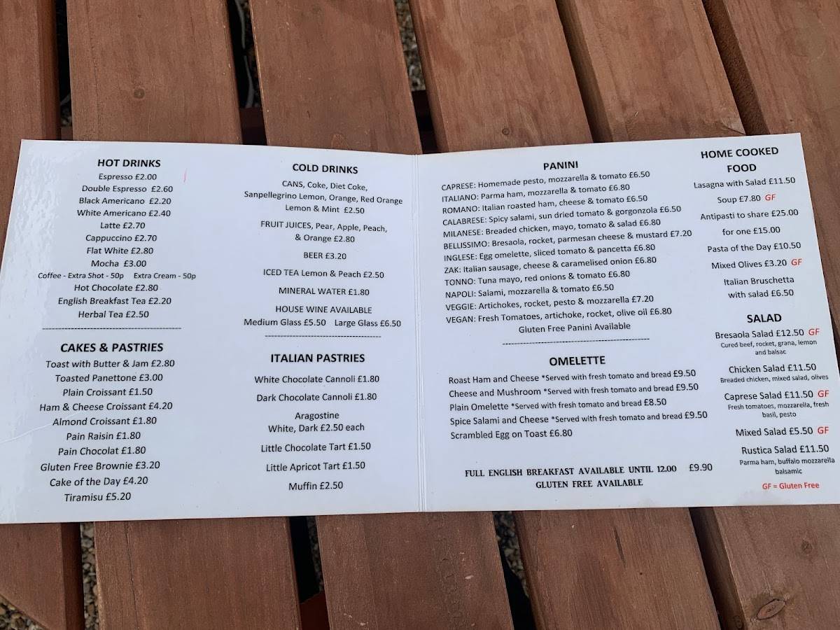 Menu at Kemsing Italian Deli restaurant, Sevenoaks