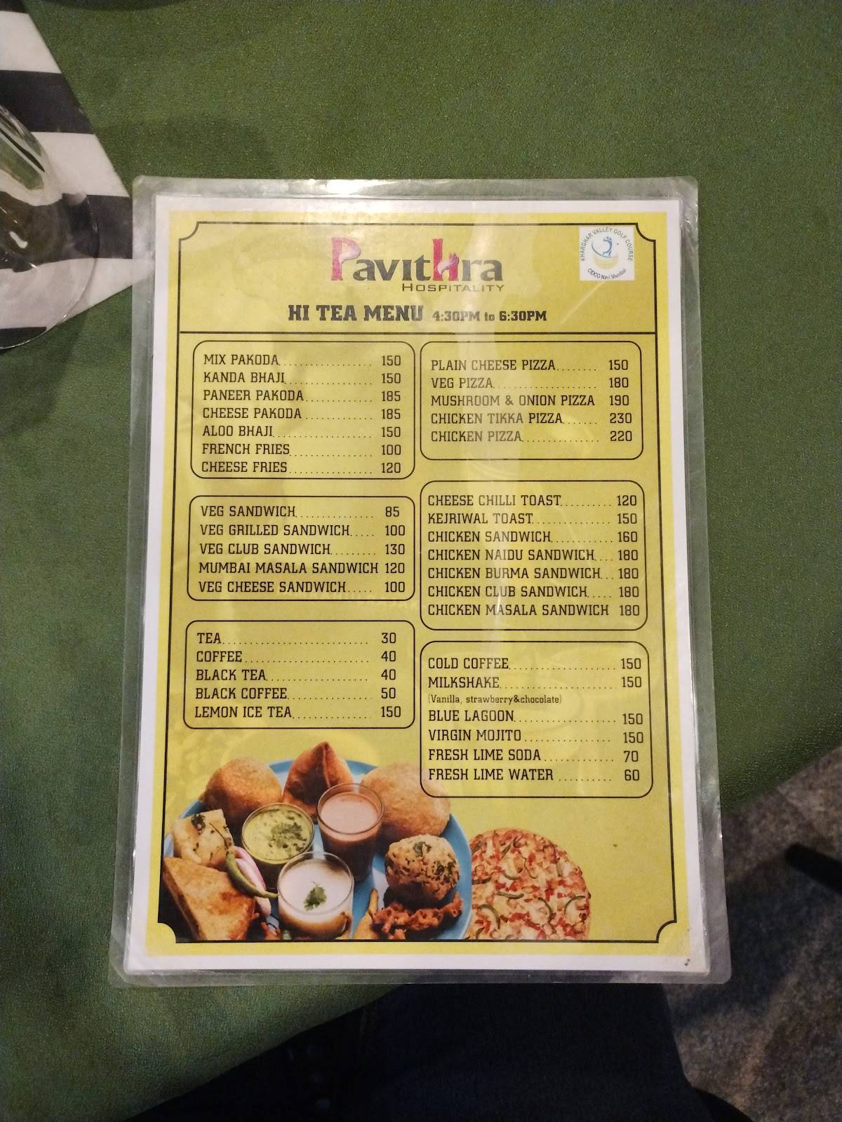 Kharghar Golf Course Pavithra Cafe menu