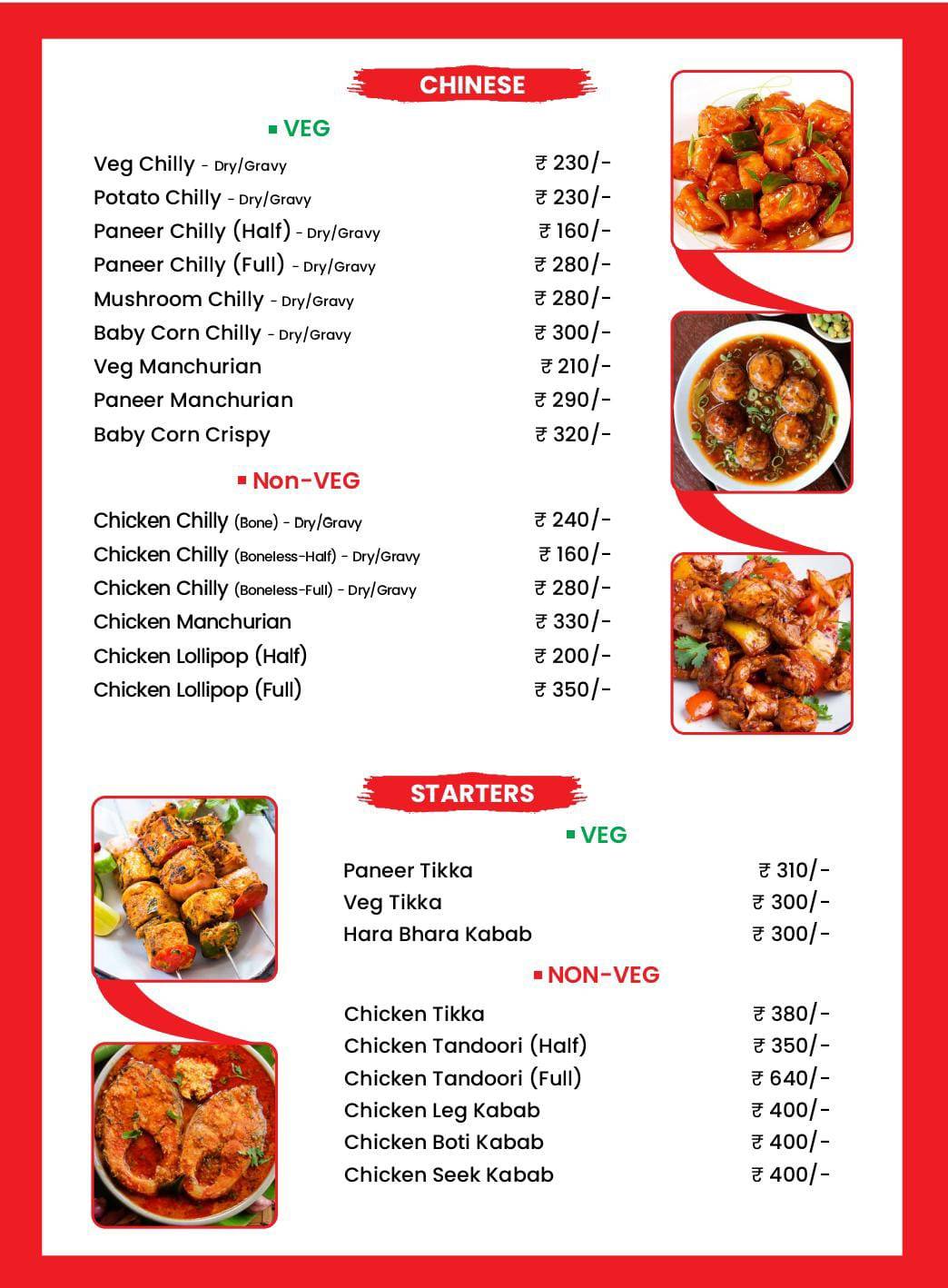 Khushi Family Restaurant menu
