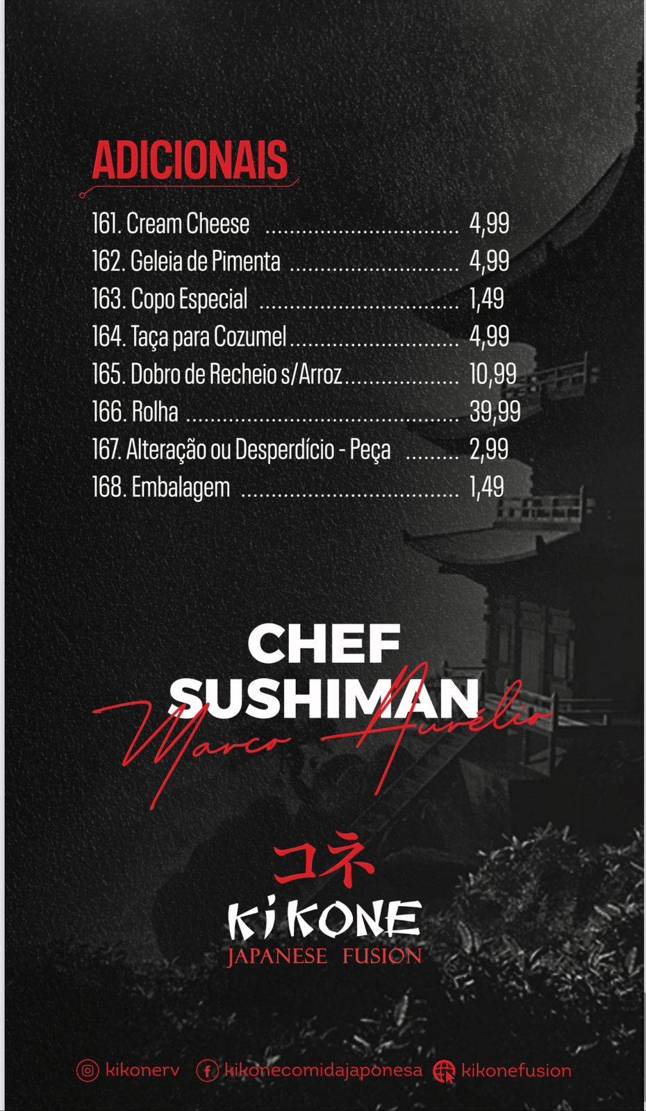 Kikone Fusion Comida Japonesa Rio Verde Sushi Rio Verde cardápio