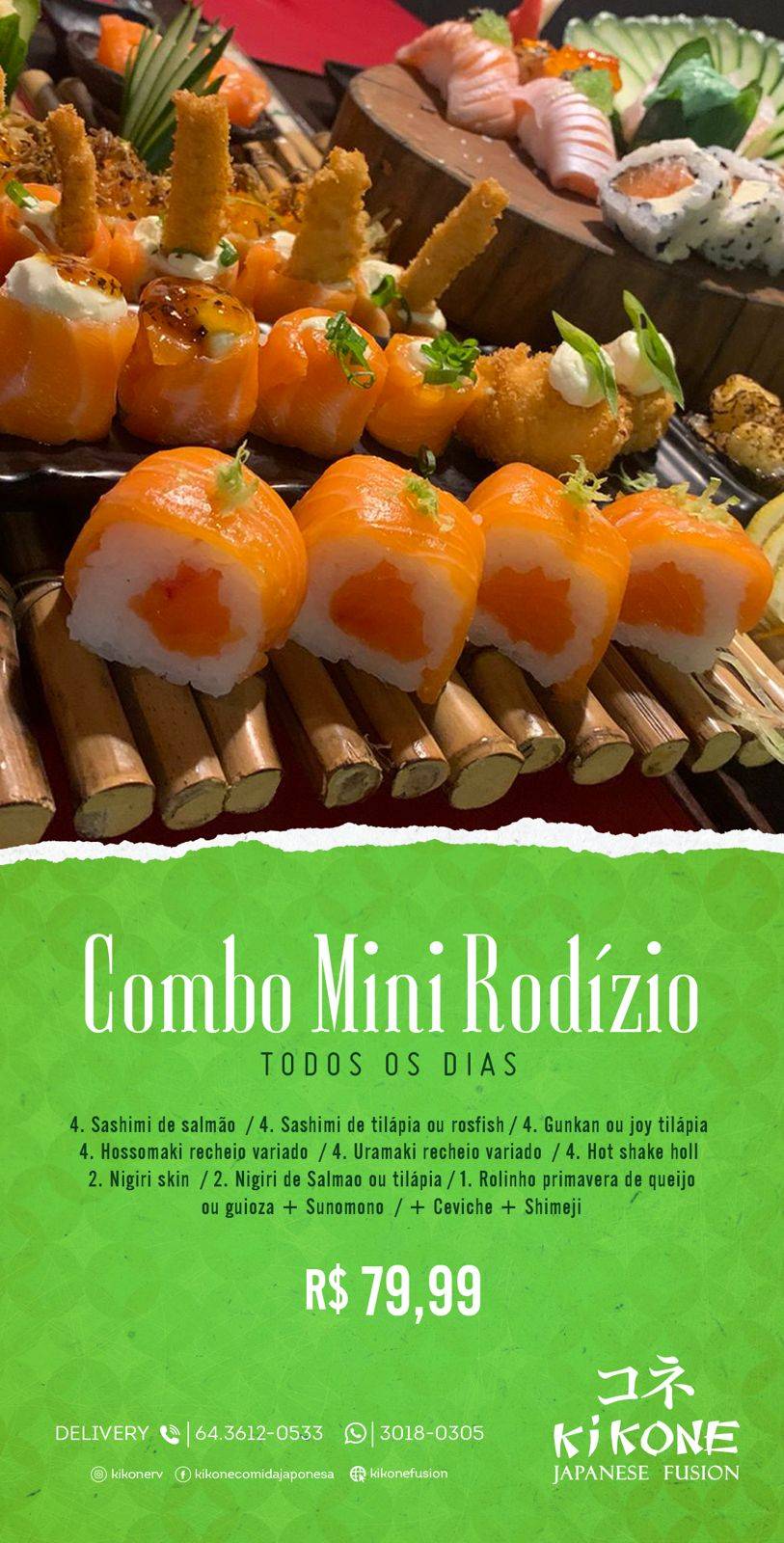 Kikone Fusion Comida Japonesa Rio Verde Sushi Rio Verde cardápio