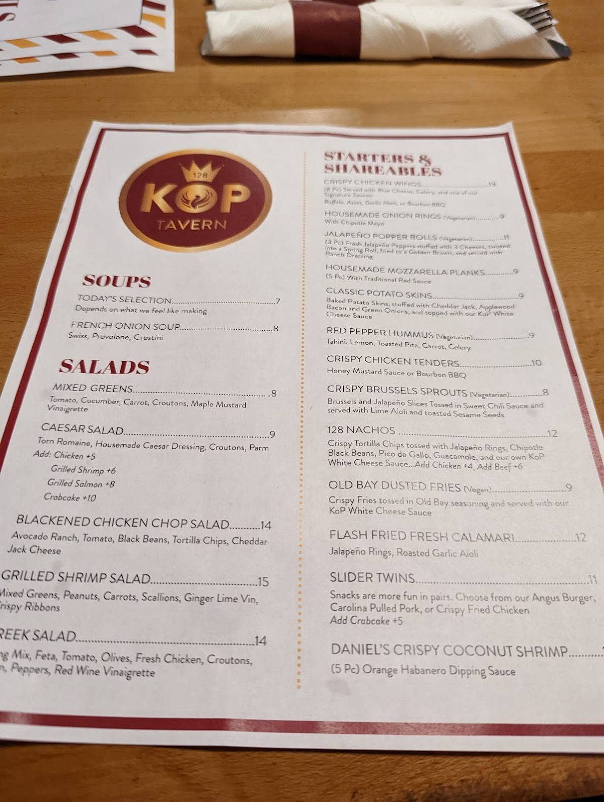 Menu at King of Prussia Diner, Bakery & Bar, King of Prussia