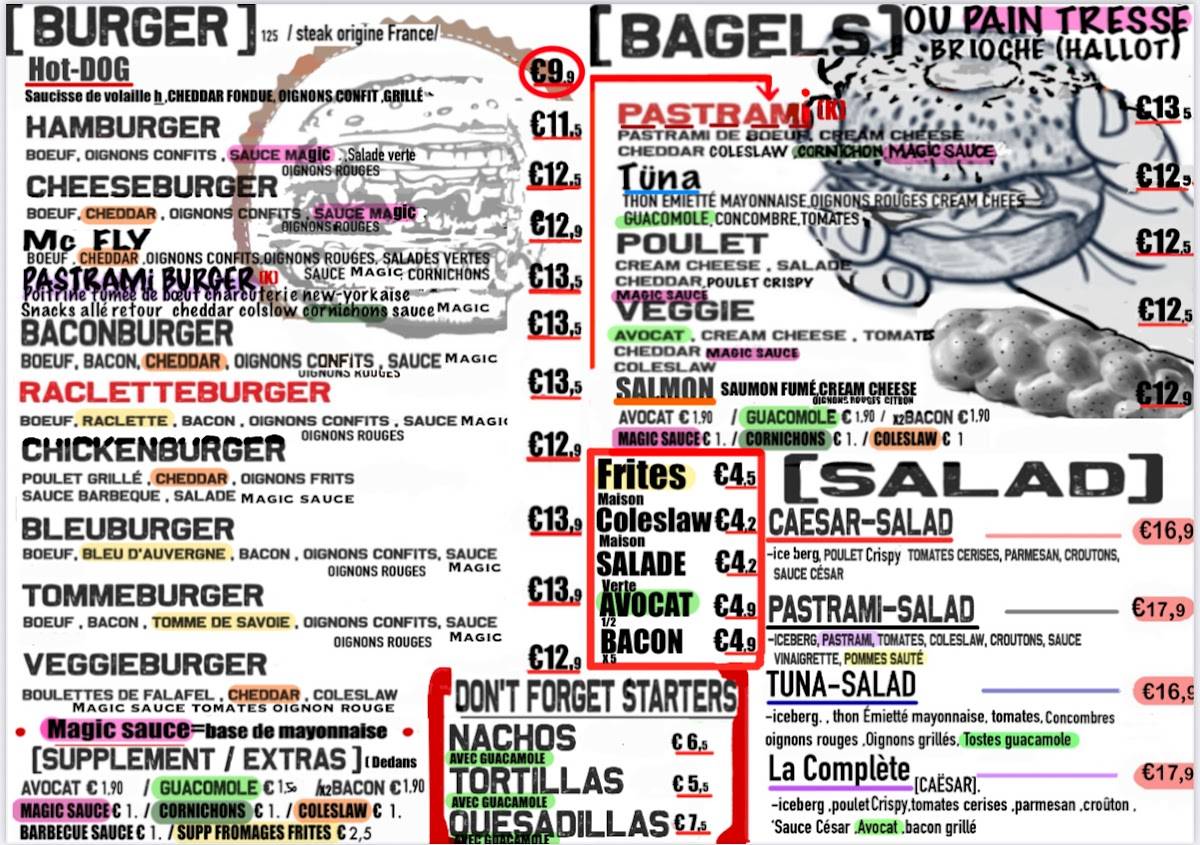 Menu de Koff Burger Montmartre
