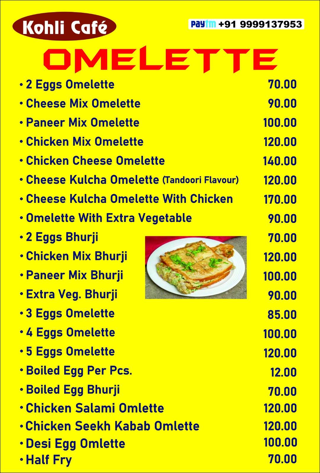 Kohli Cafe menu