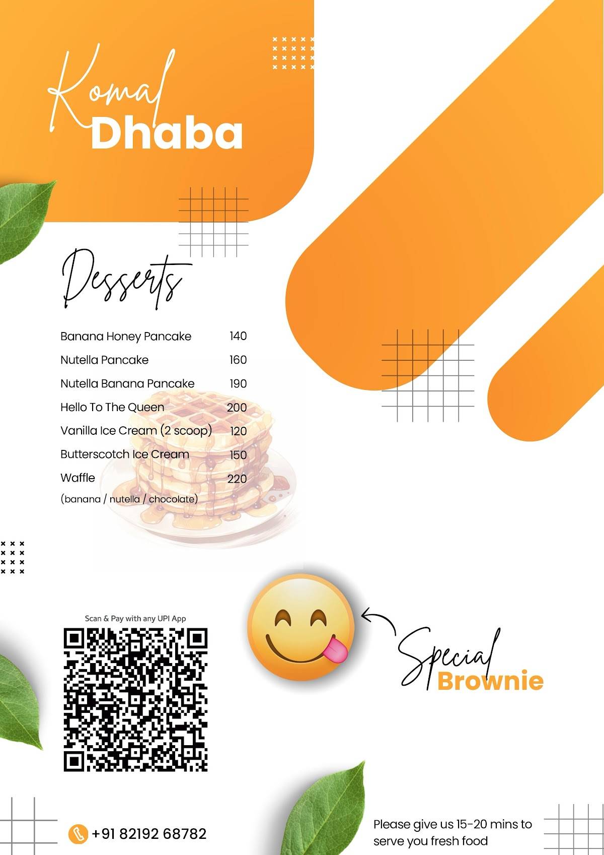Komal dhaba menu