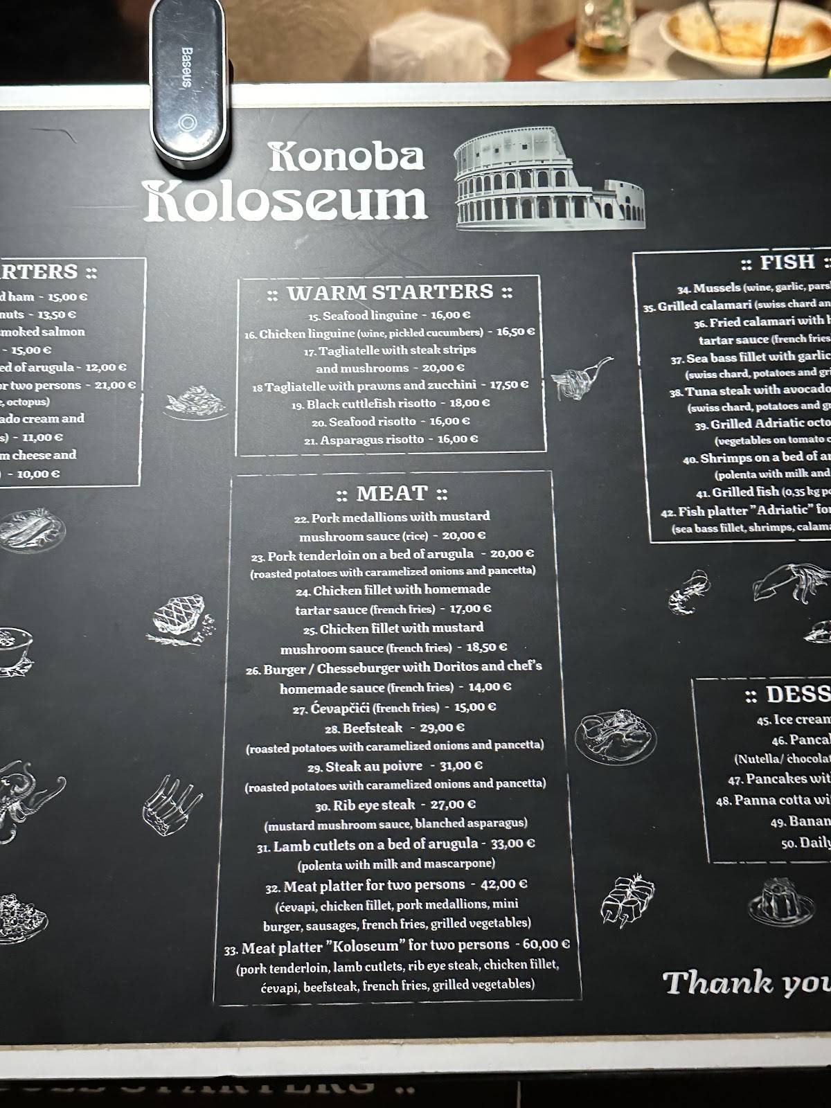 Menu di Konoba Koloseum 