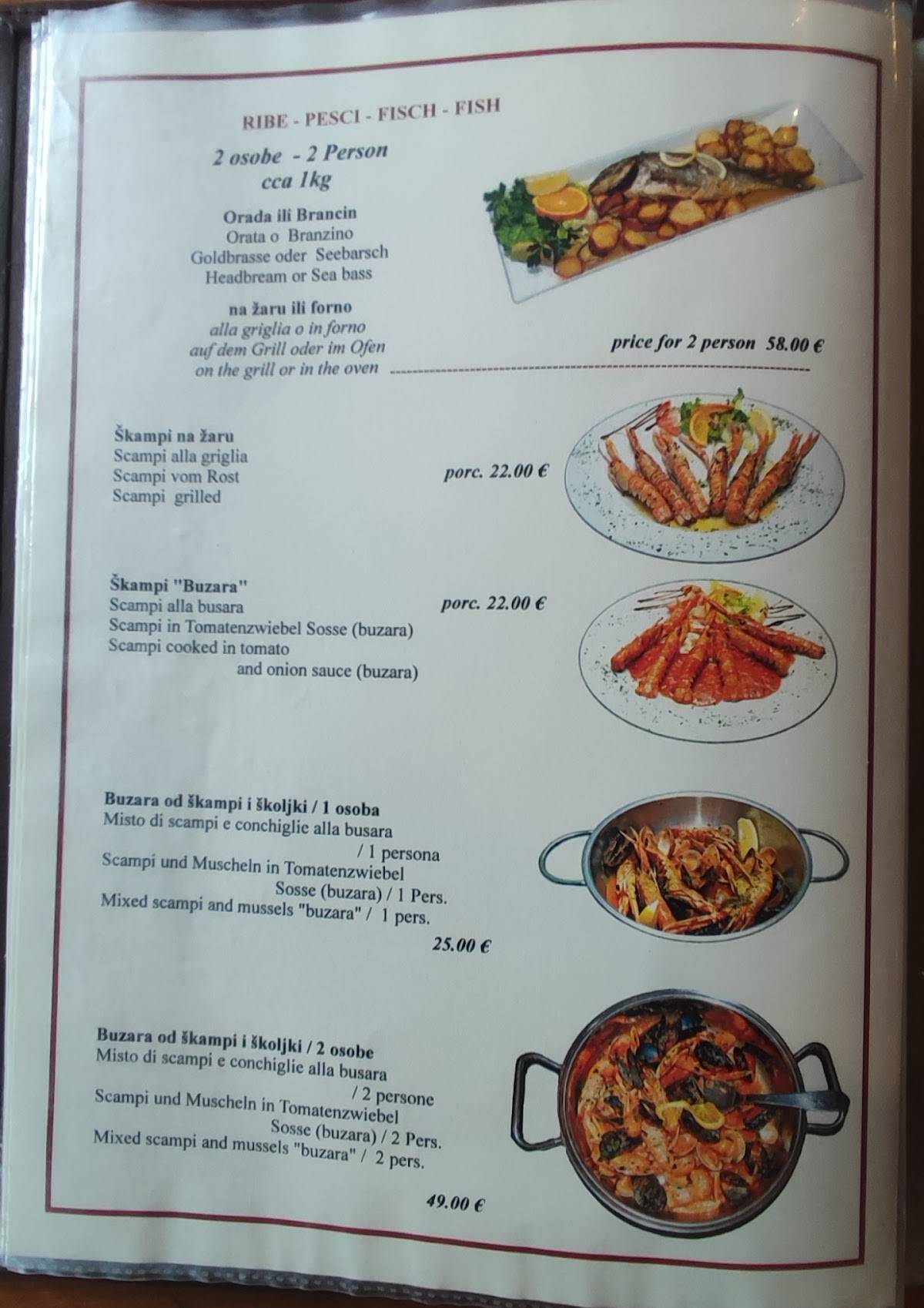 Menu di Konoba Štorija 