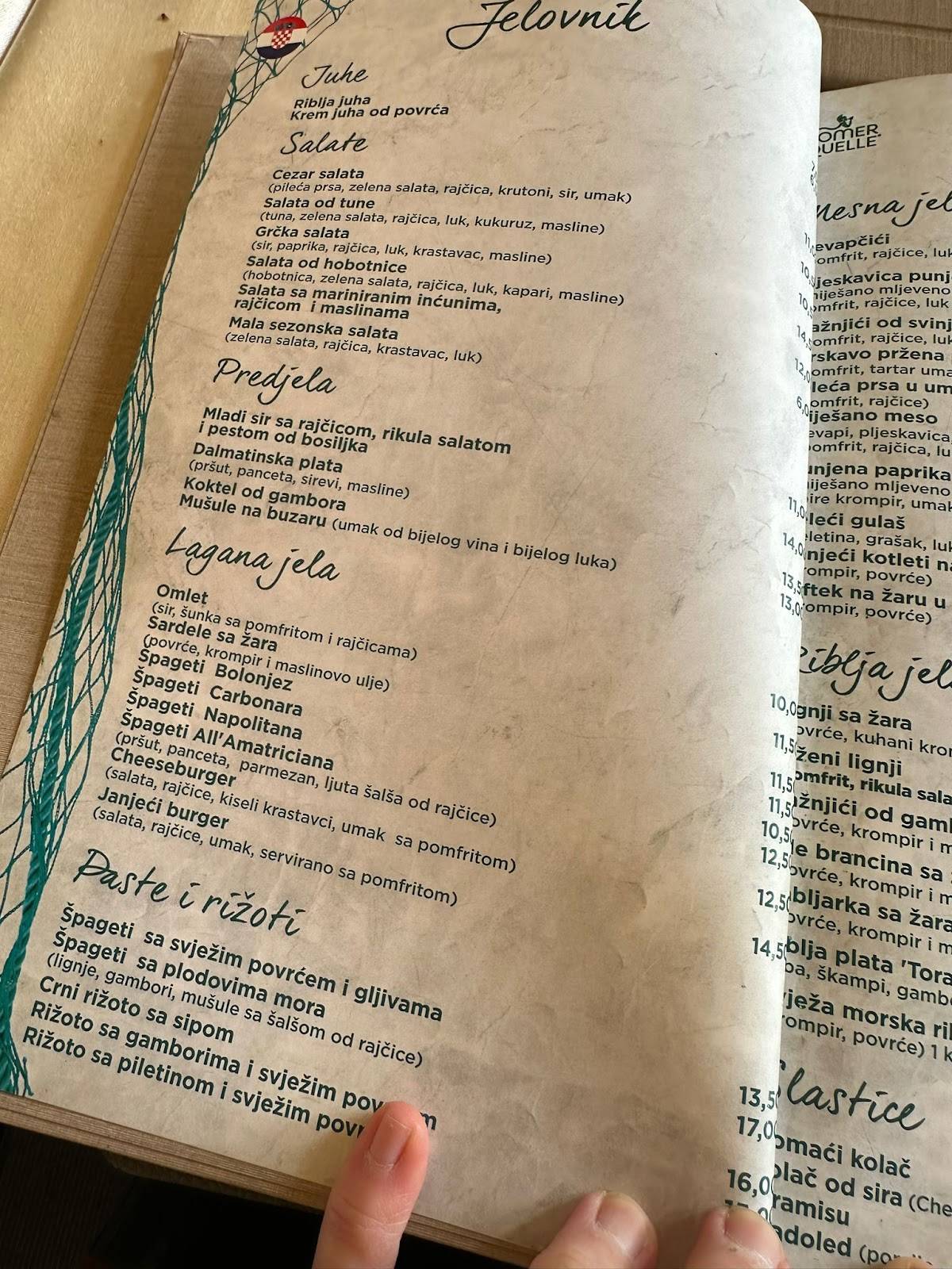 Menu di Konoba Toranj 