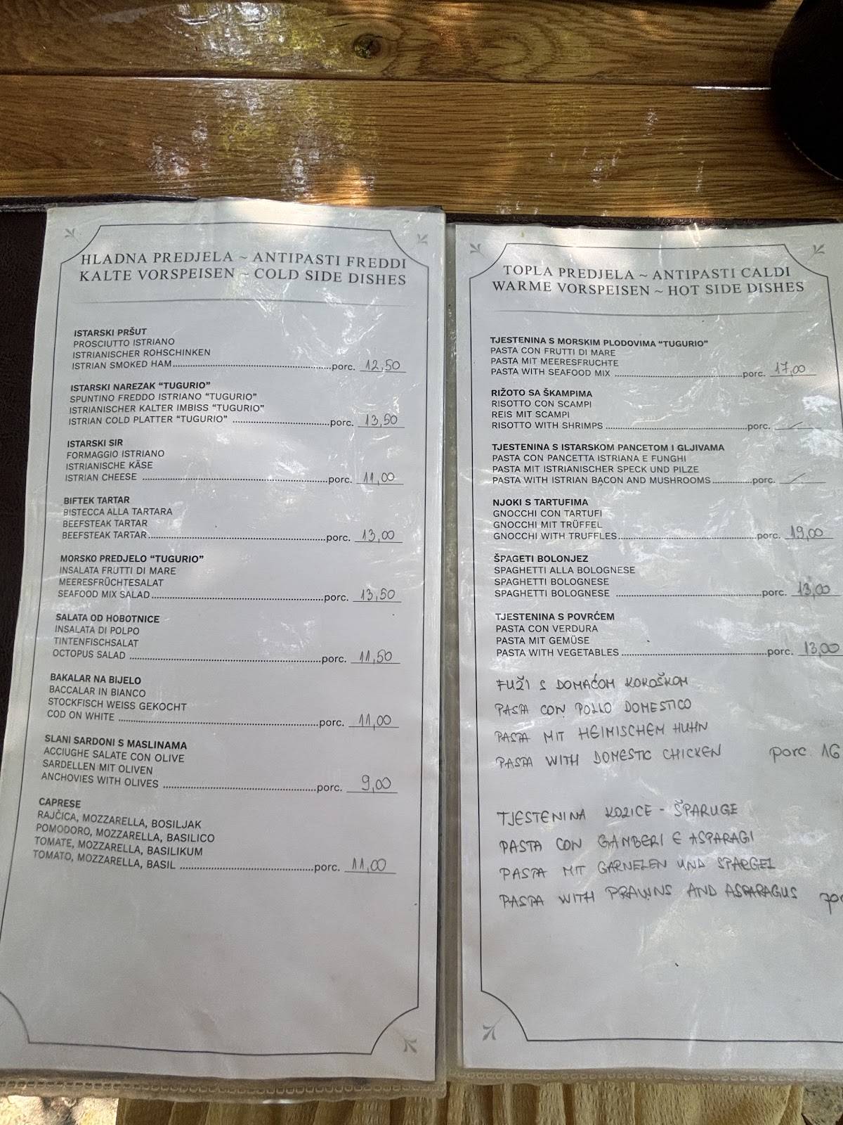 Menu di Konoba Tugurio 