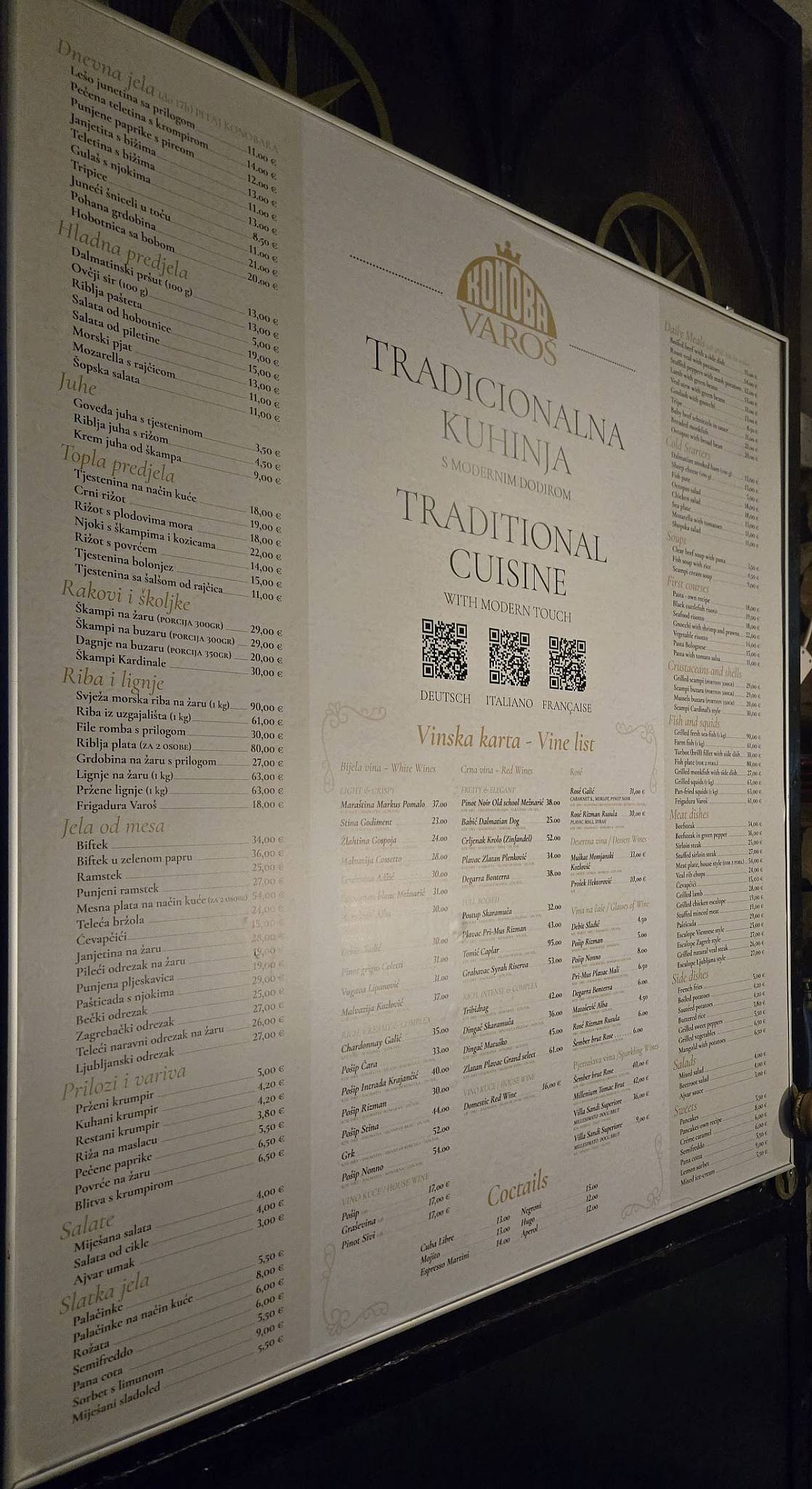 Menu di Konoba Varoš 