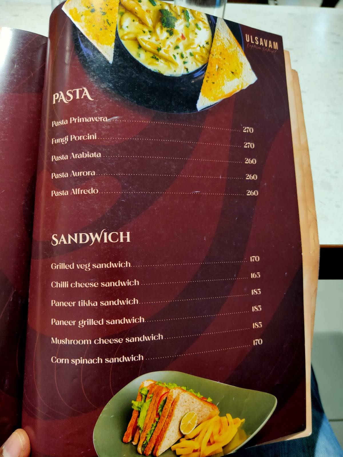 ULSAVAM RESTAURANT menu