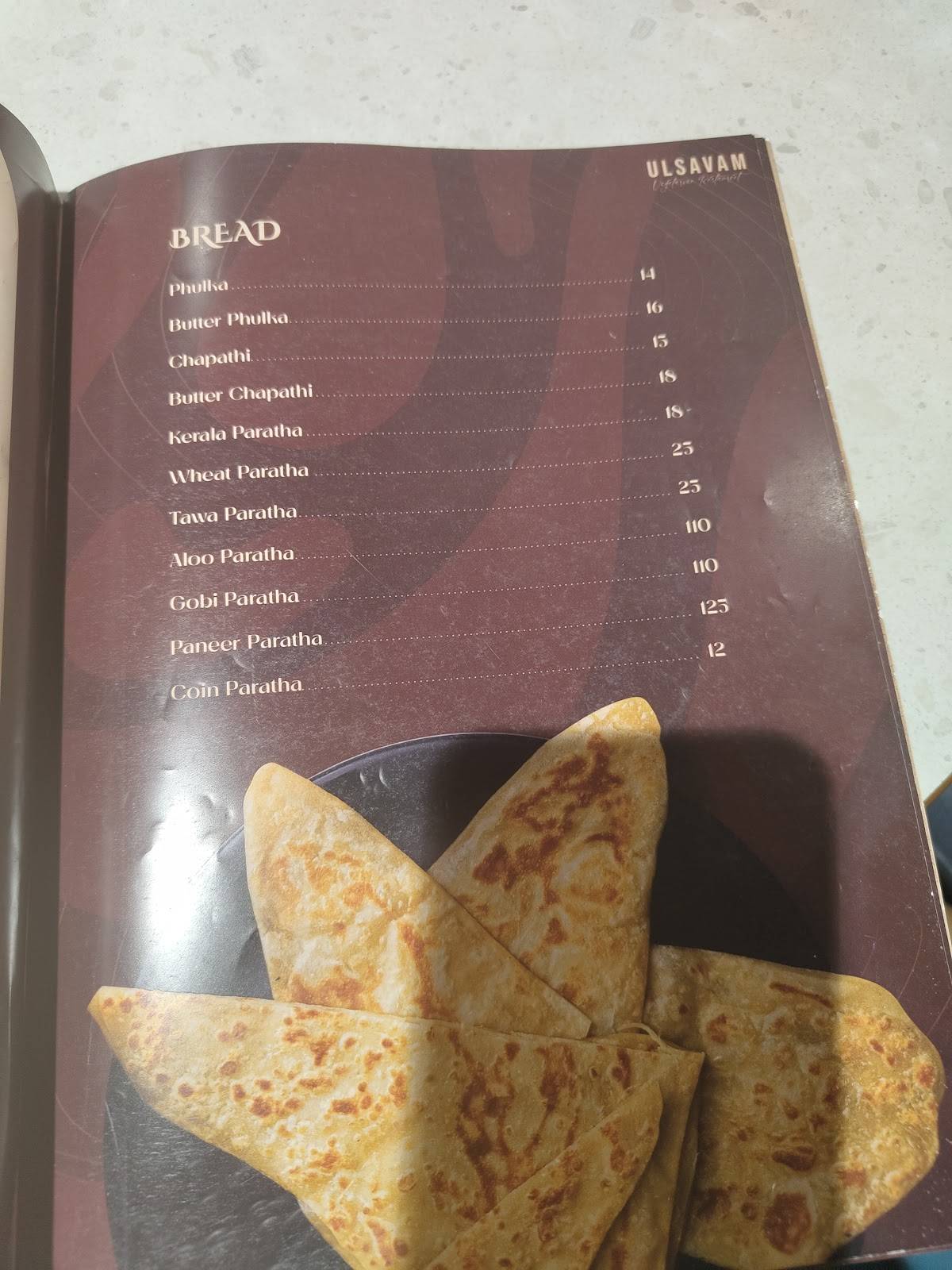 ULSAVAM RESTAURANT menu