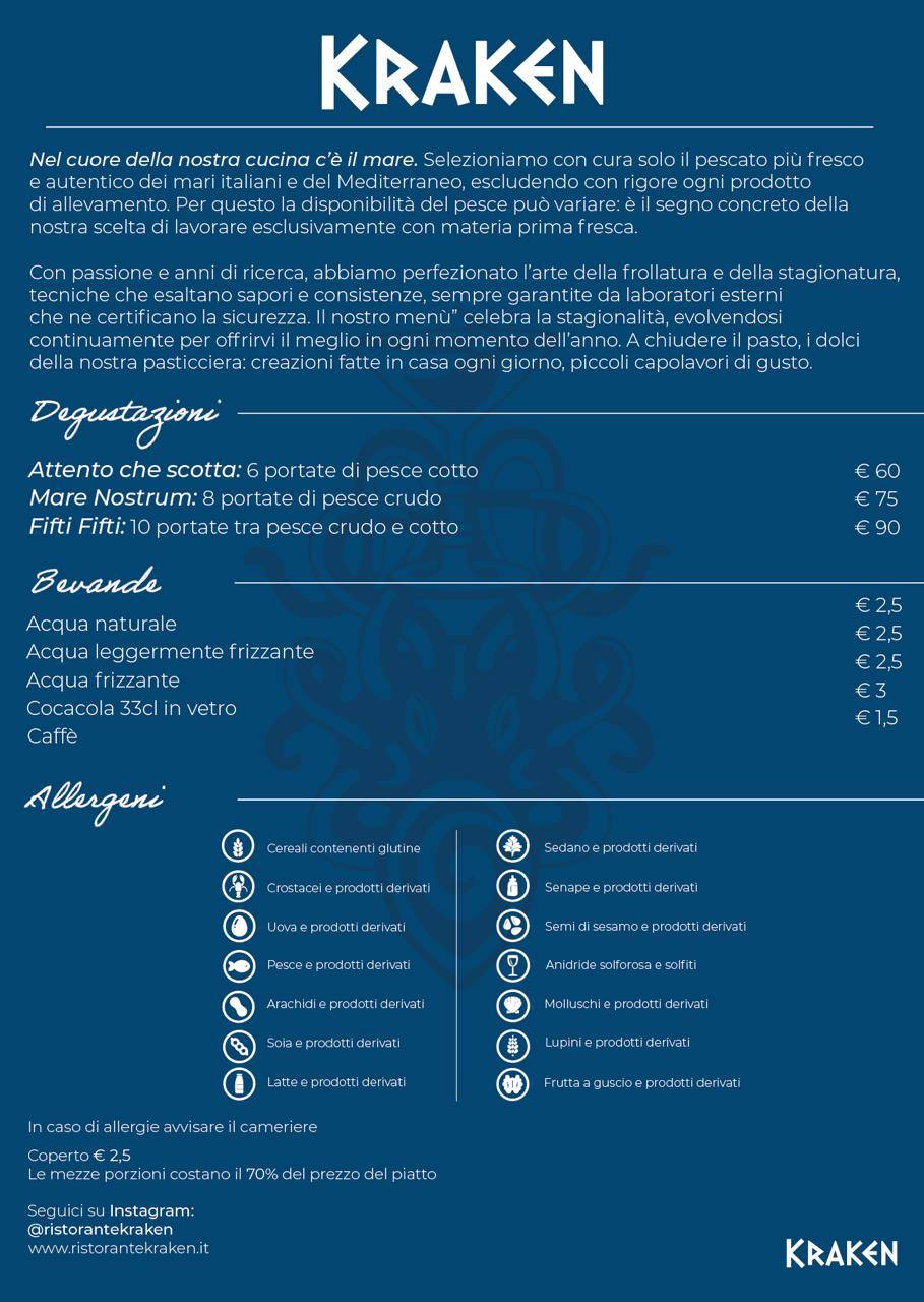 Menu di Ristorante Kraken 