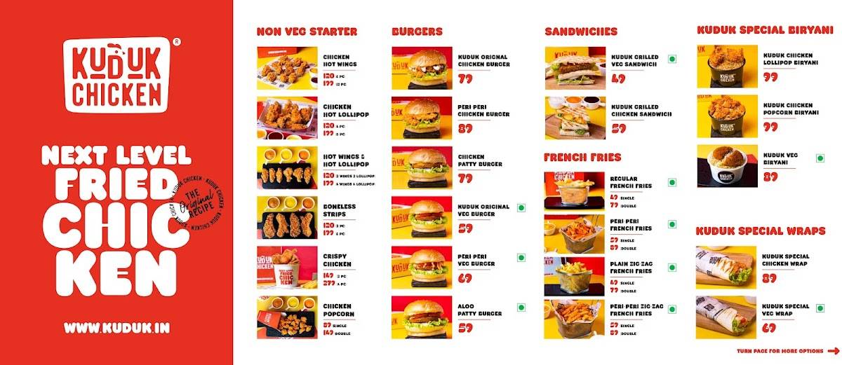 Kuduk Chicken Gomtinagar (best fried chicken in lucknow) menu