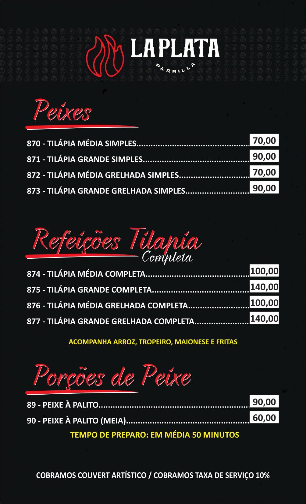 LA PLATA PARRILLA cardápio