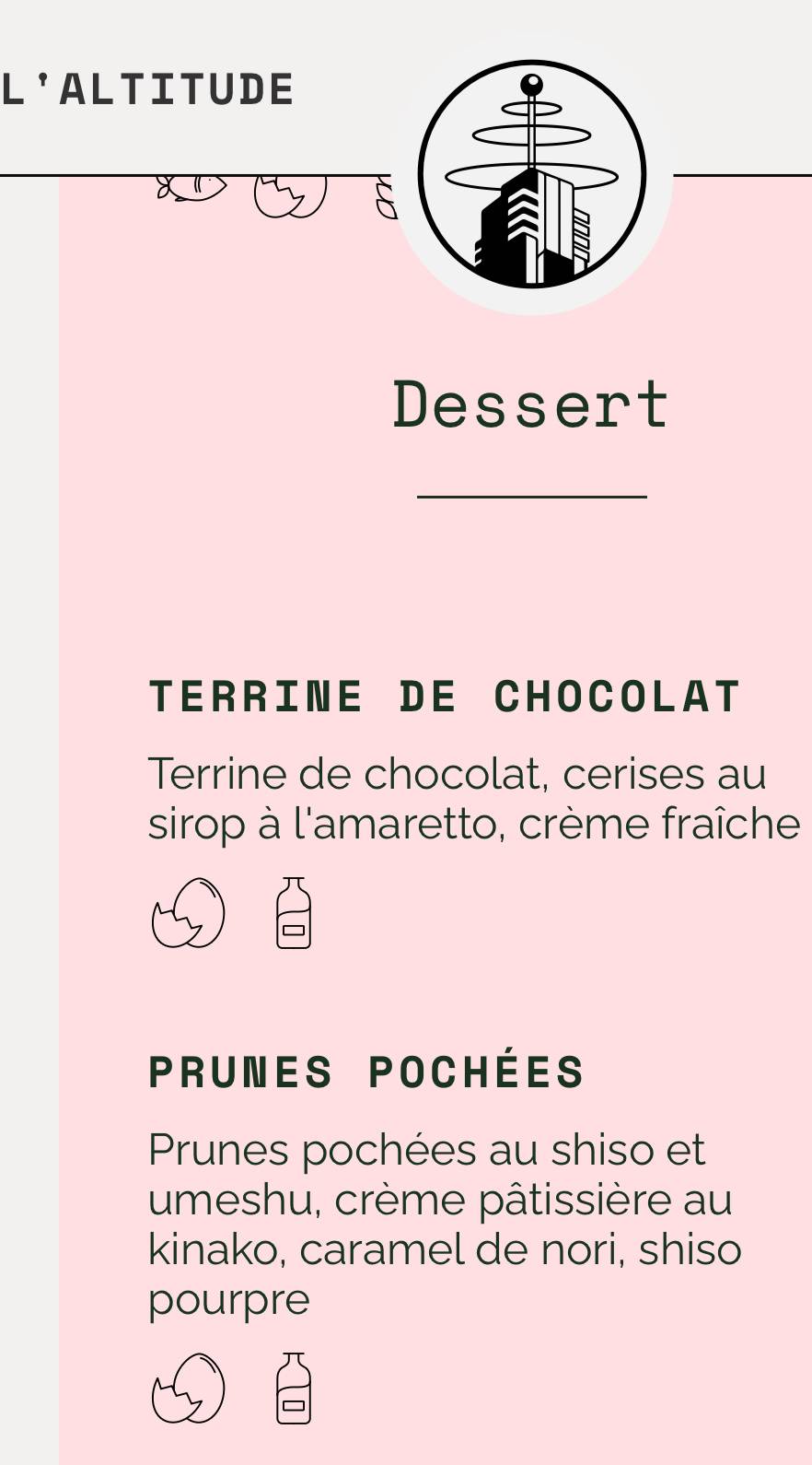Menu de L'Altitude