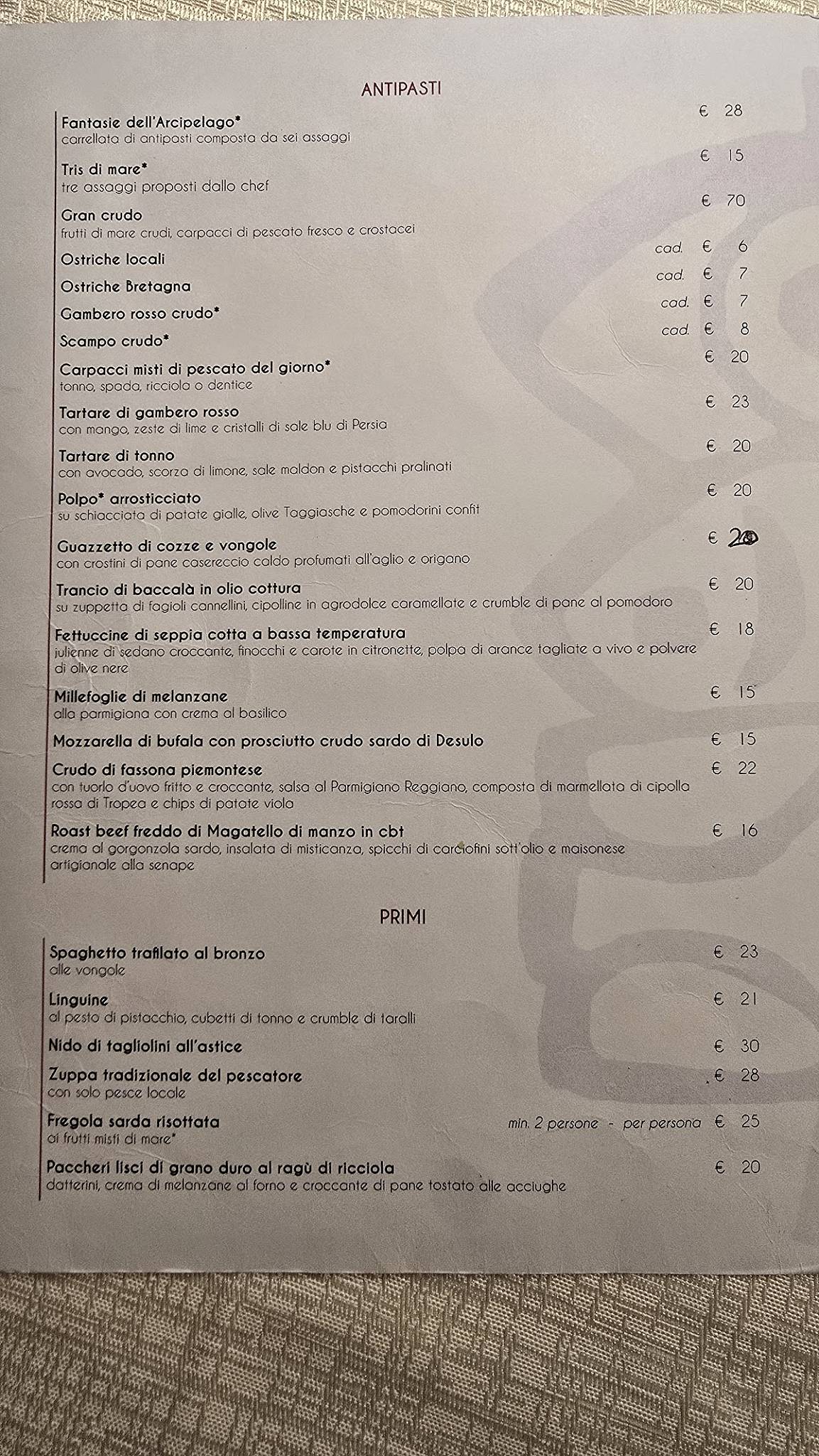 Menu di Ristorante L' Avventura 