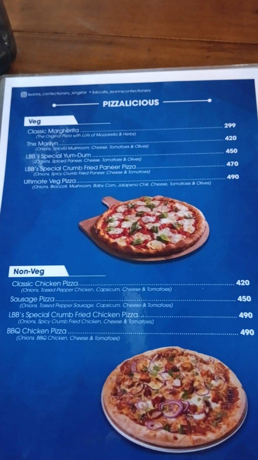 LBB CAFE LEANN'S CONFECTIONERY menu