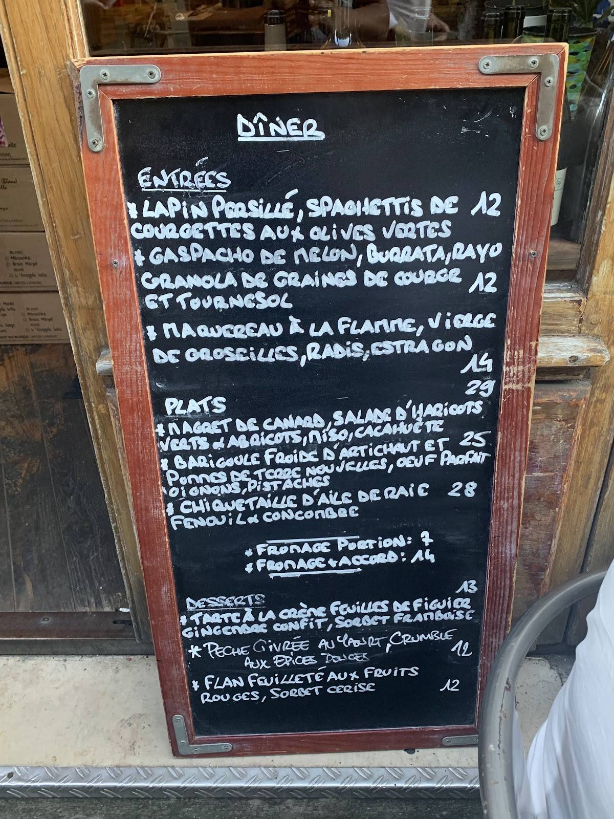 Menu de L'Esquisse