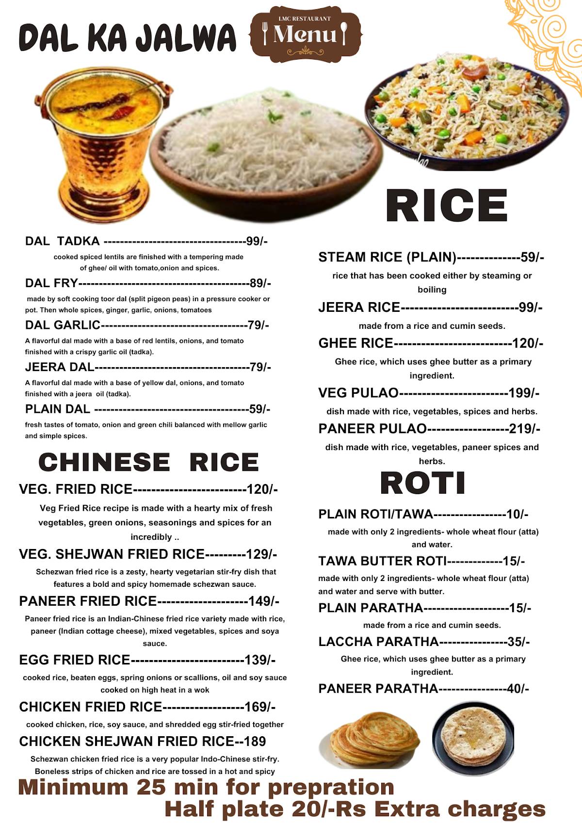 LMC RESTAURANT menu