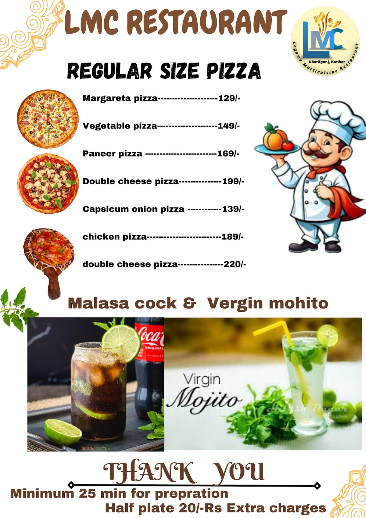 LMC RESTAURANT menu