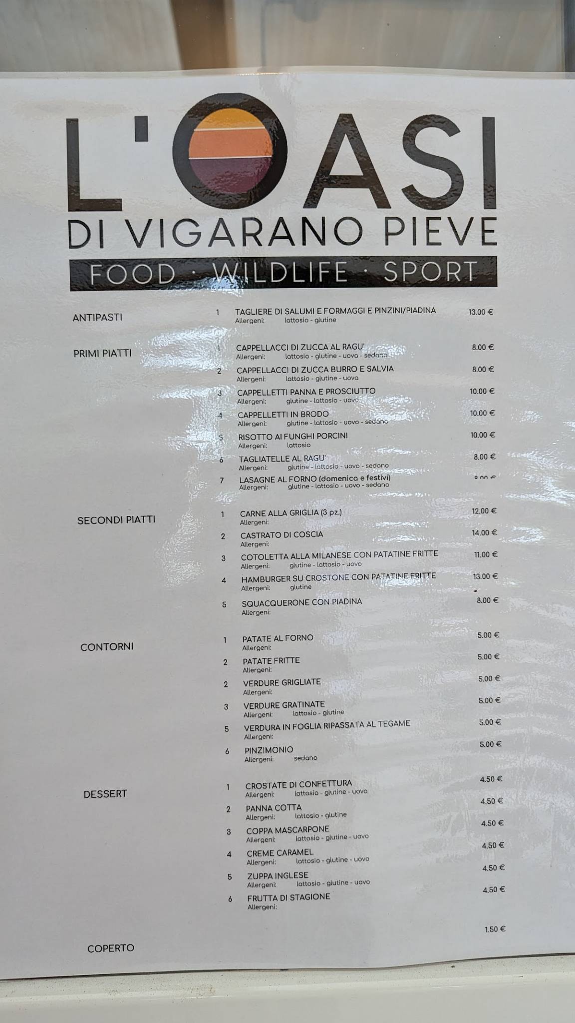 Menu di L'Oasi Bar 