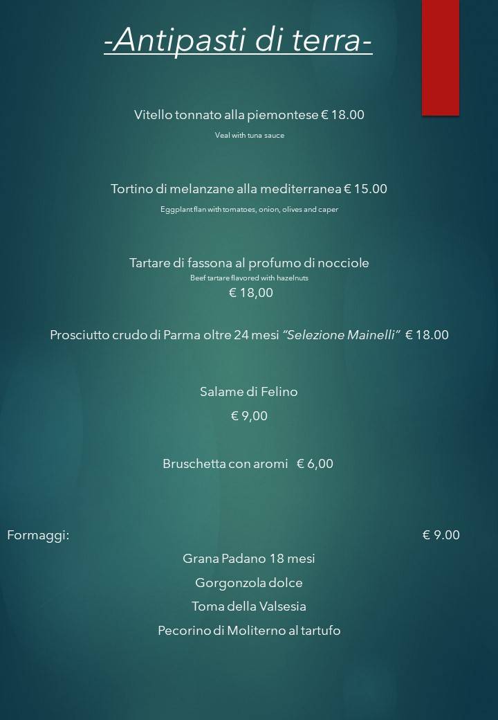 Menu di L'Olimpia Trattoria con alloggio 