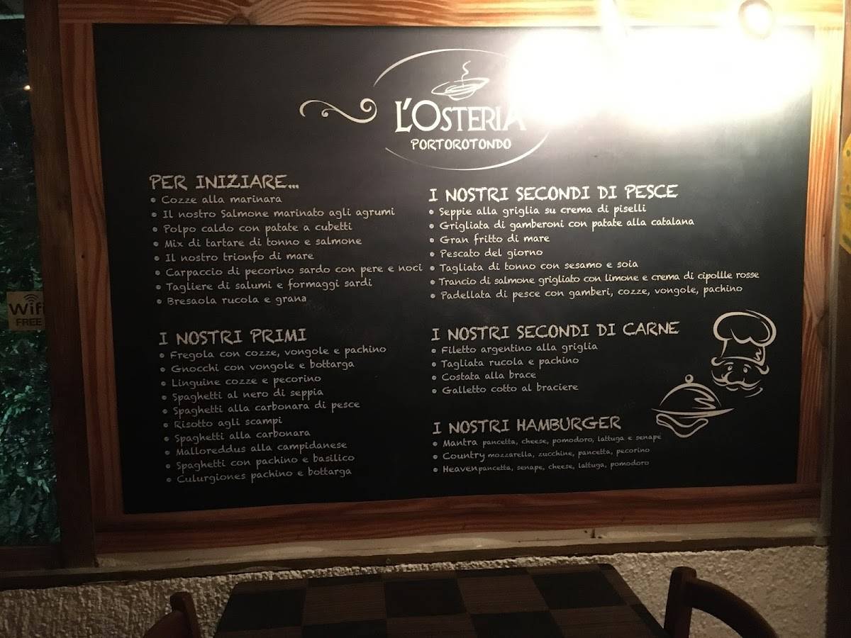 Menu di L'Osteria - Porto Rotondo 