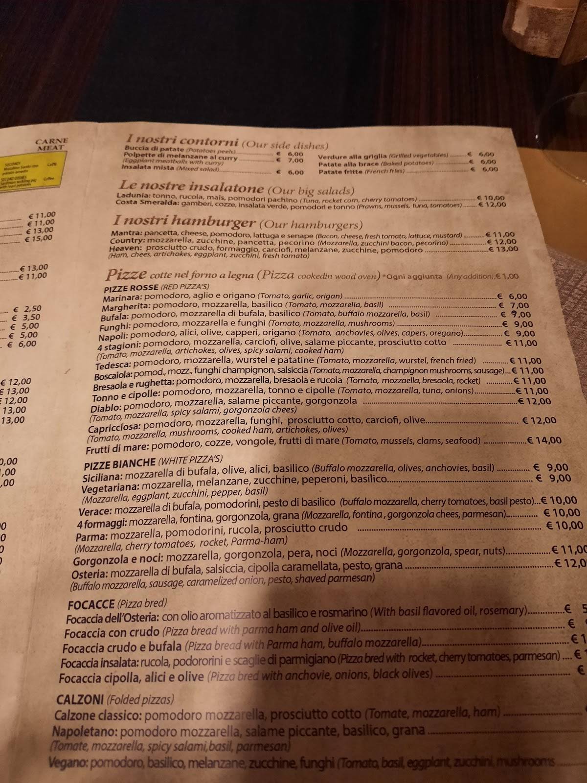 Menu di L'Osteria - Porto Rotondo 