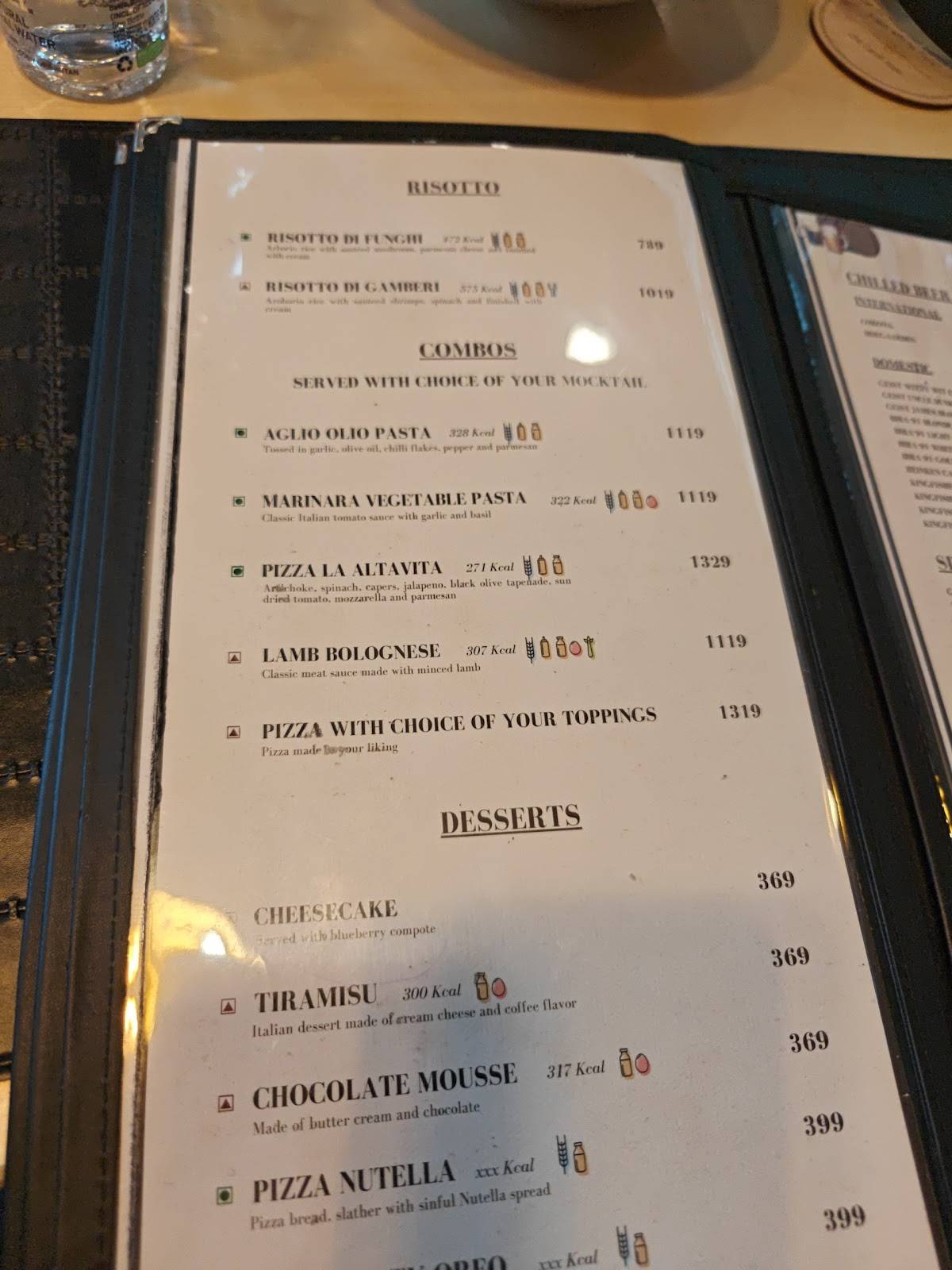 La Alta Vita menu