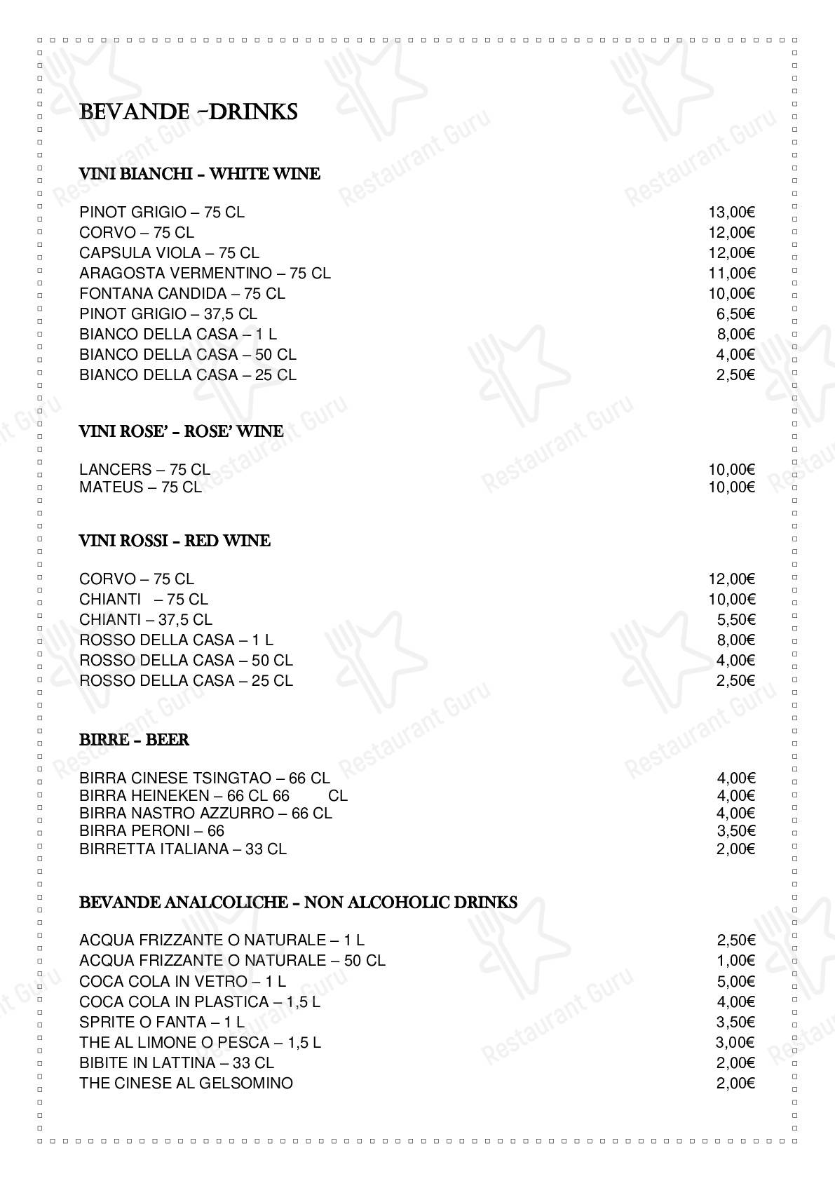 Menu di La Casa D'Oro - pasti e bevande