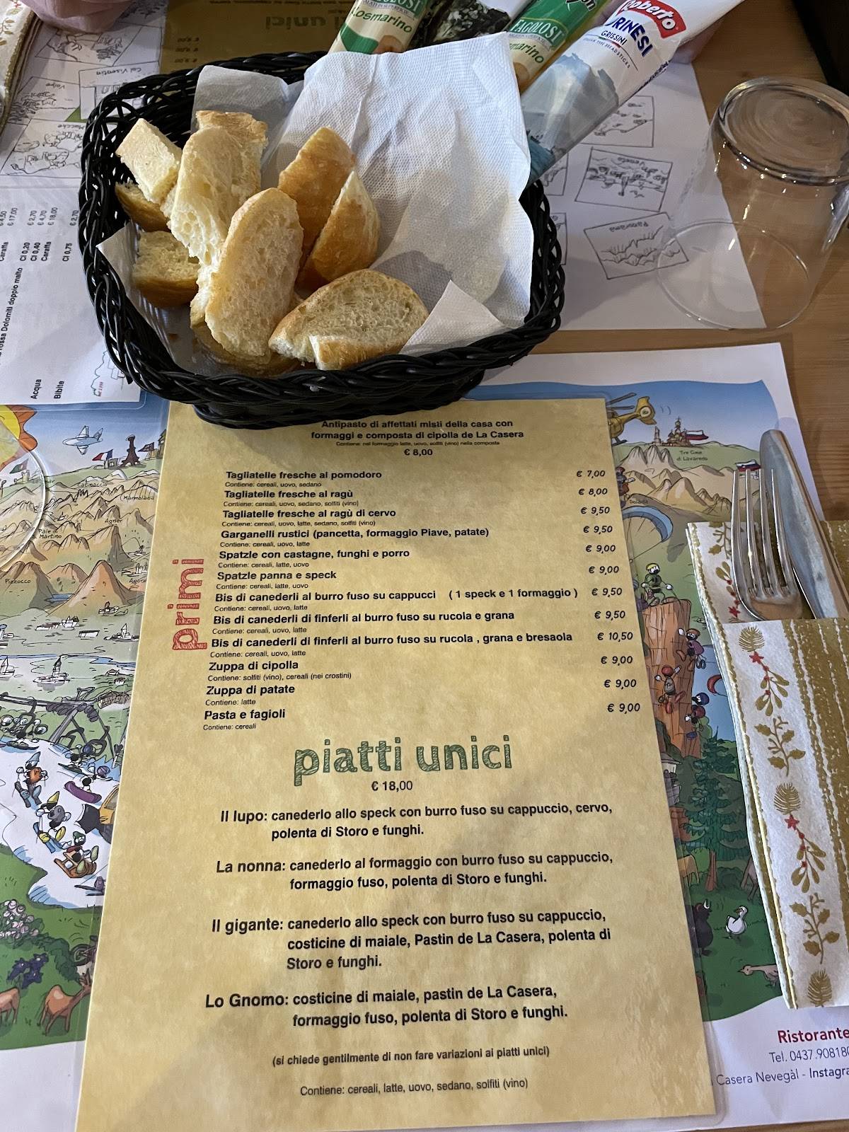 Menu di La Casera 