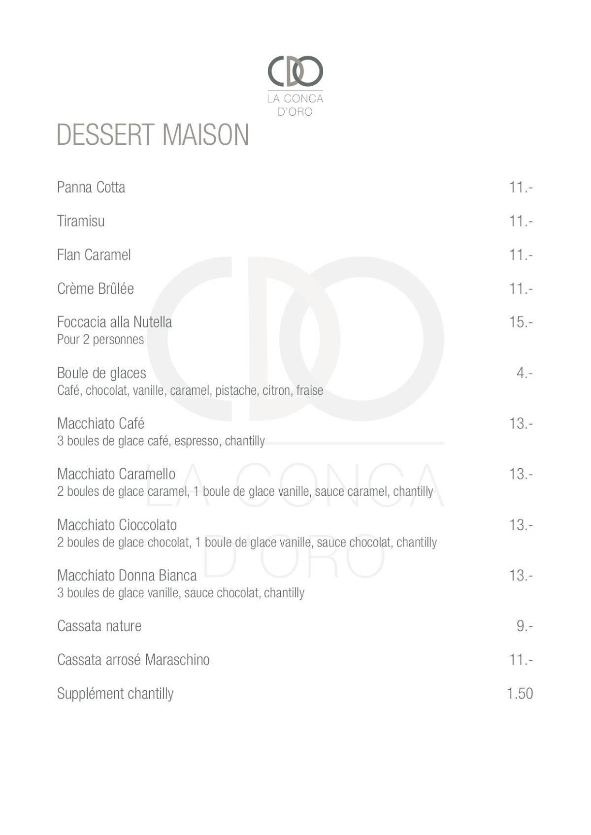Menu di La Conca d'Oro 
